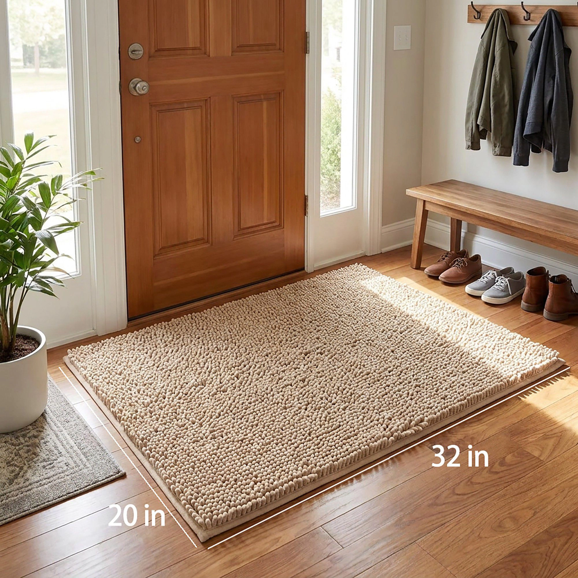 Alilang Unisex Chenille Bath Mat with Plush Noodle Texture and Non Slip Backing
