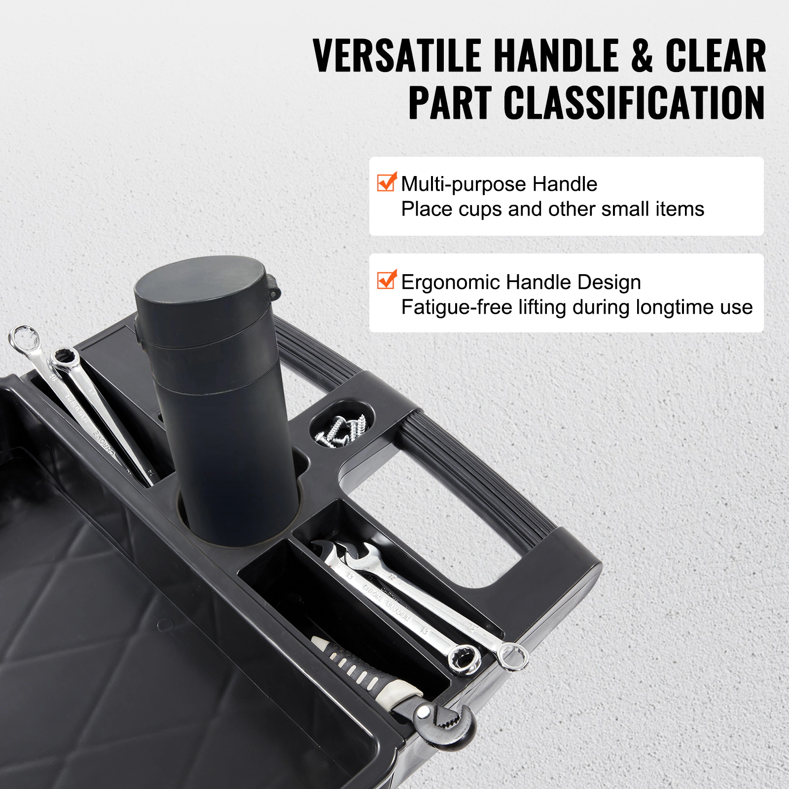 HONGGE Utility Cart Service Cart Heavy Duty Plastic Utility Cart with 360° Swivel Wheels with for