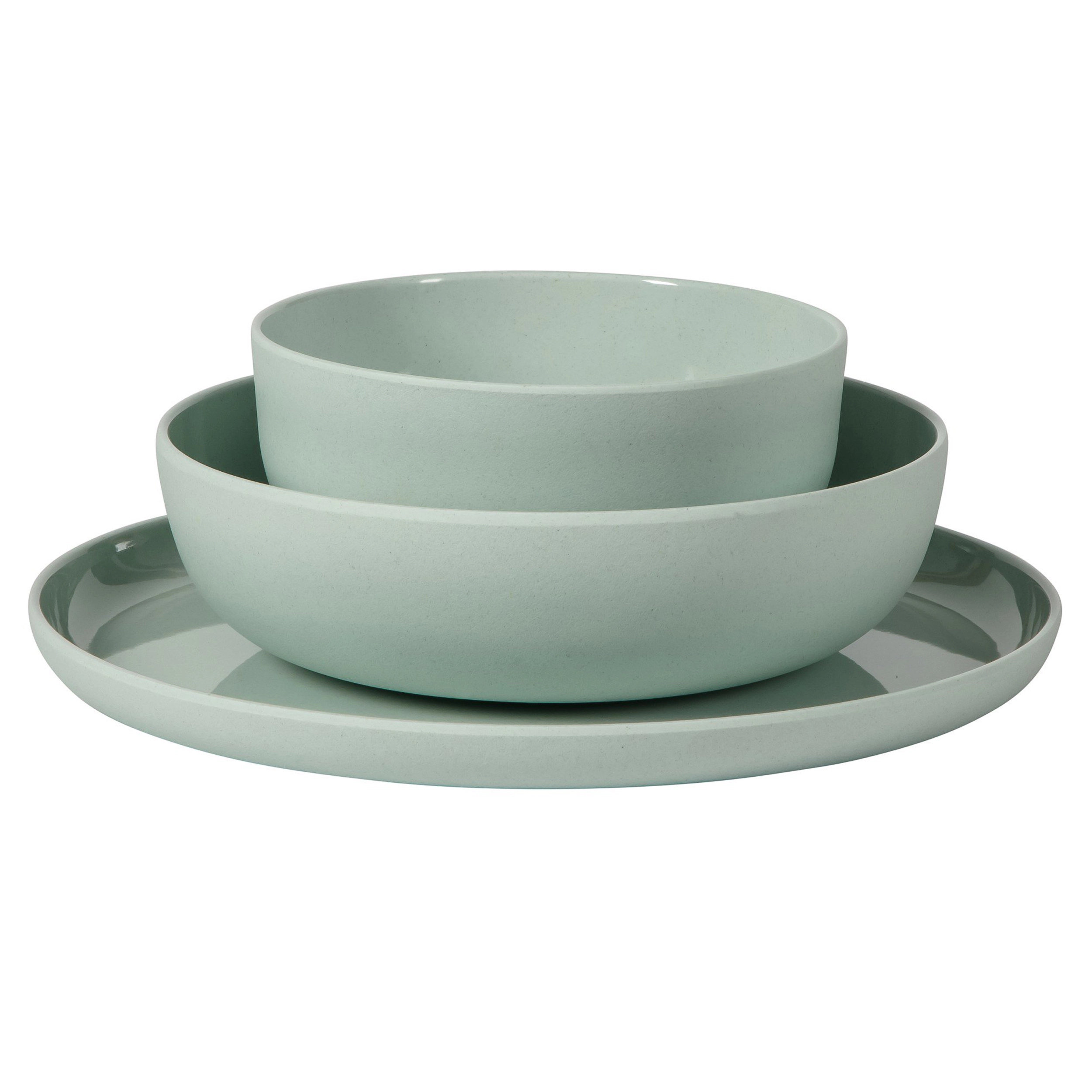 Gibson Home Candy Skies 12 Piece Wheat Straw Melamine Dinnerware Set Green