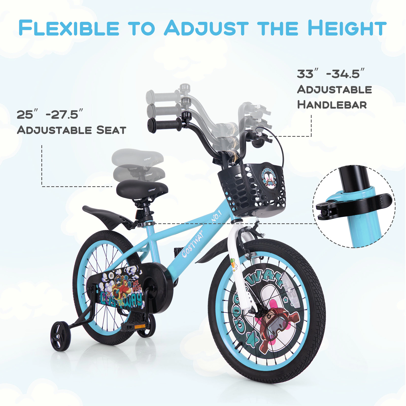 LJG 12 Inch Kids Bike with Adjustable Handlebar and Saddle for 3-4 Years Old-12 Inches