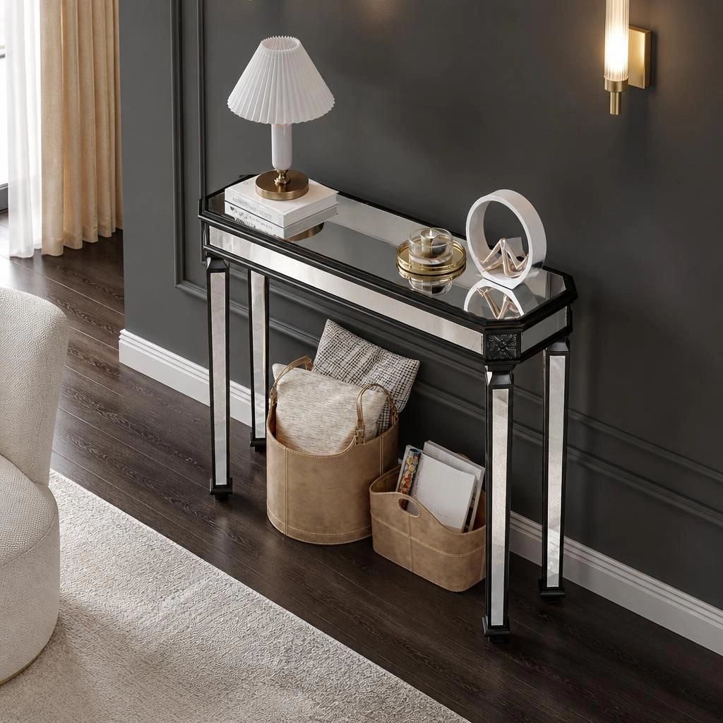 GOODSILO Slim Long Narrow Console Table Solid Wood Frame