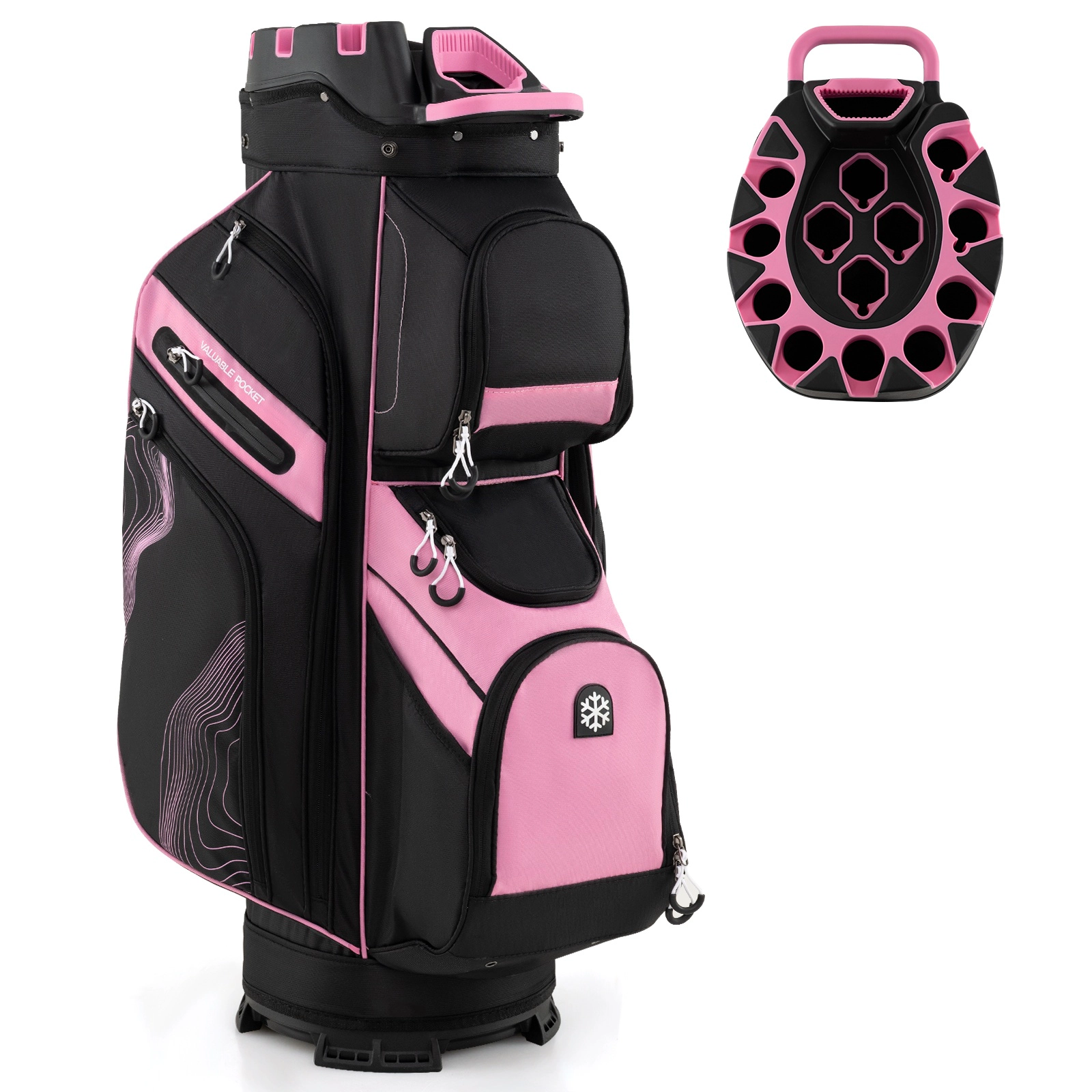 SUGIFT Molded Lock Top Golf Cart Bag with 14-Way Full Length Dividers 11 Pockets Pink