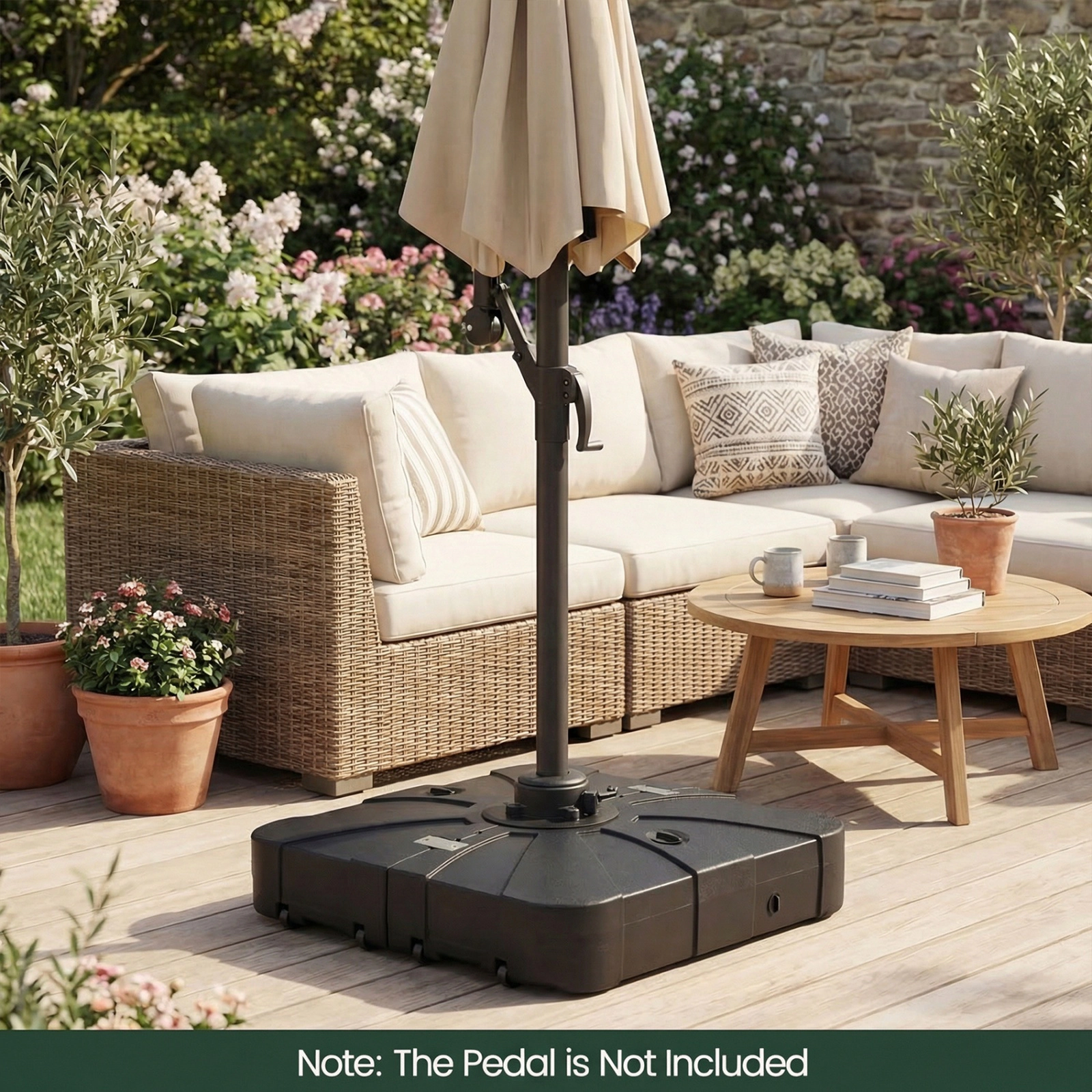 SUGIFT Square Cantilever Umbrella Base Wheels 285-375-lb Water & Sand Fill Capacity for 8-10 ft & 8-12 ft Cantilever