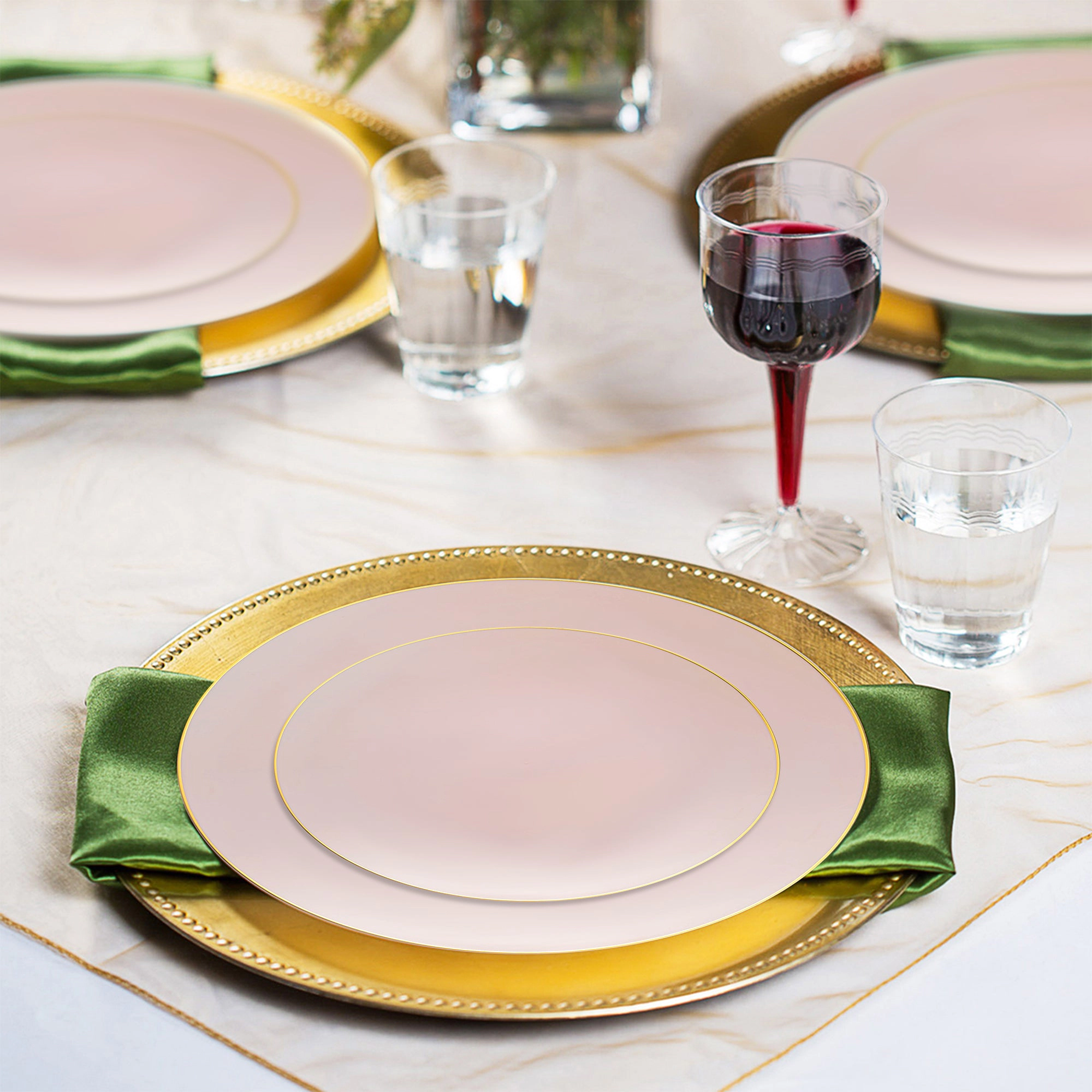 Smarty Had A Party Pink with Gold Organic Round Disposable Plastic Wedding Value Set