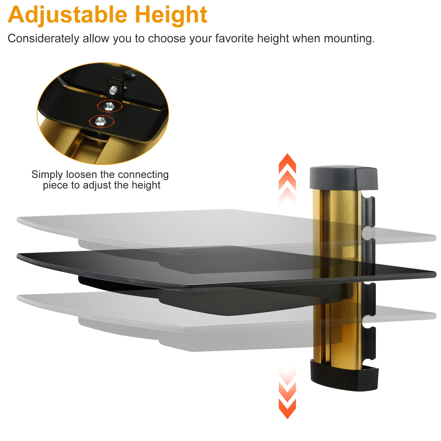 GBruno Tempered Glass Wall Shelf For Media Devices