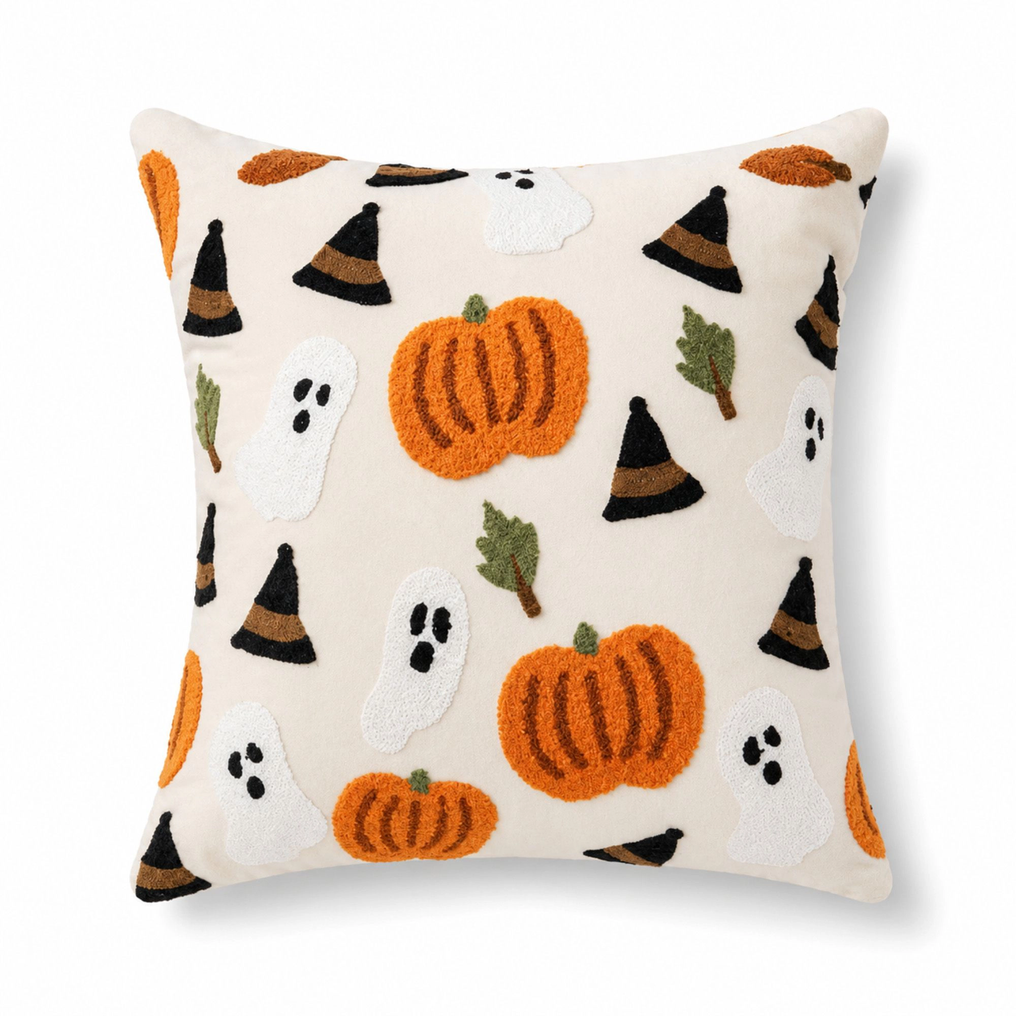 Alilang Halloween Embroidered Pumpkin Decorative Throw Pillow Cover 17.7 x
