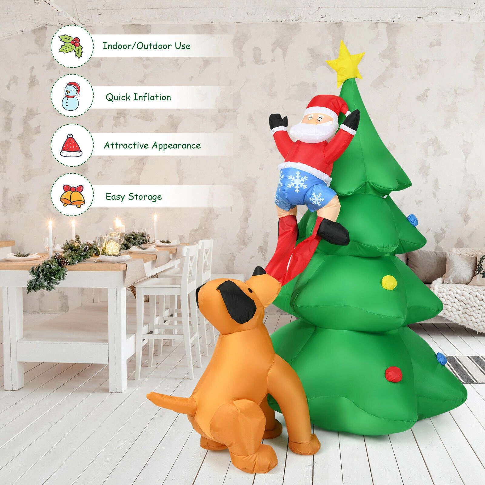 SlickBlue Unisex 6.5 Feet Lighted Inflatable Christmas Tree Decor