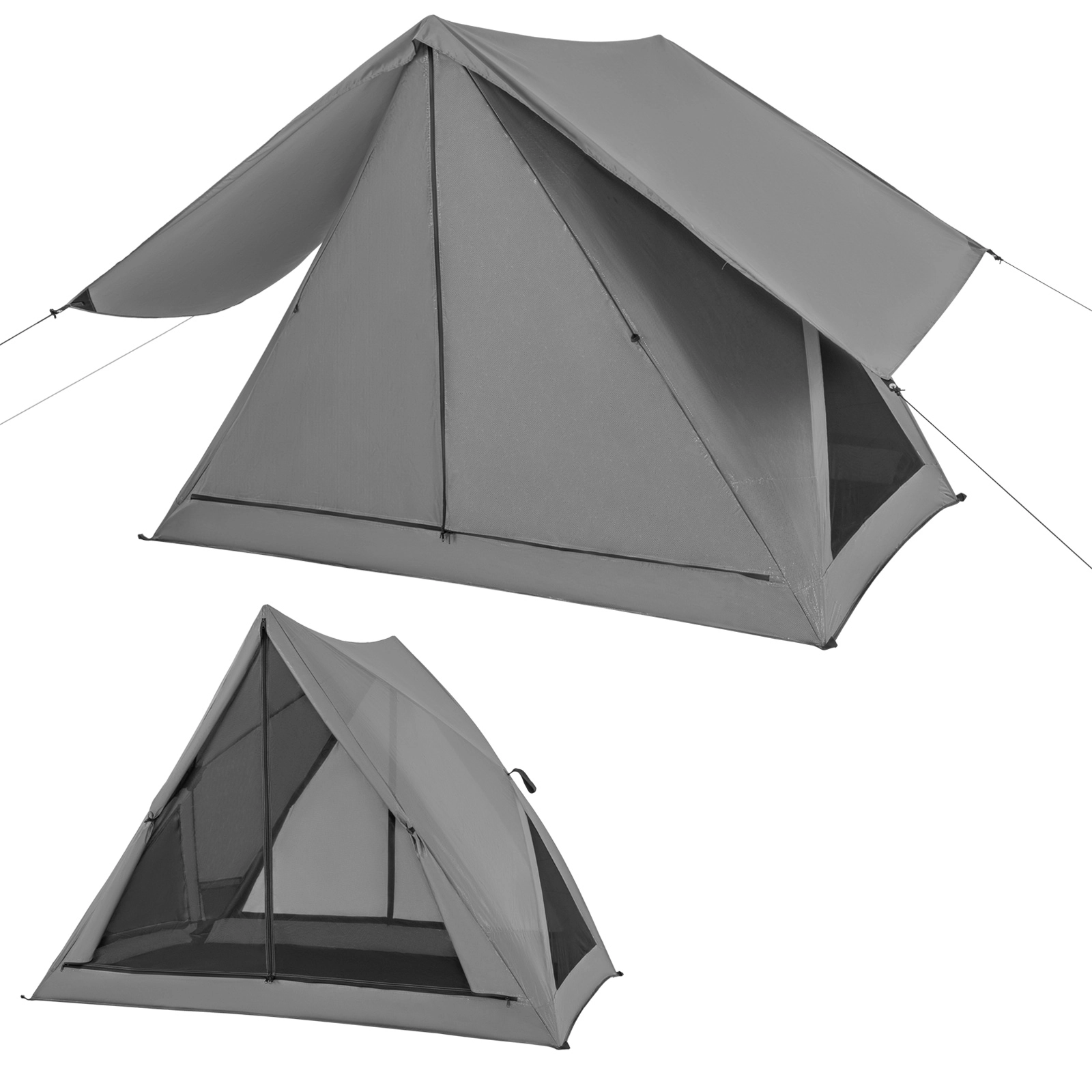 SUGIFT Gray 7.4-ft 2 to 3 Person Pop-Up Camping Tent with PU Coated Rainfly and Double-Layer Mesh Doors