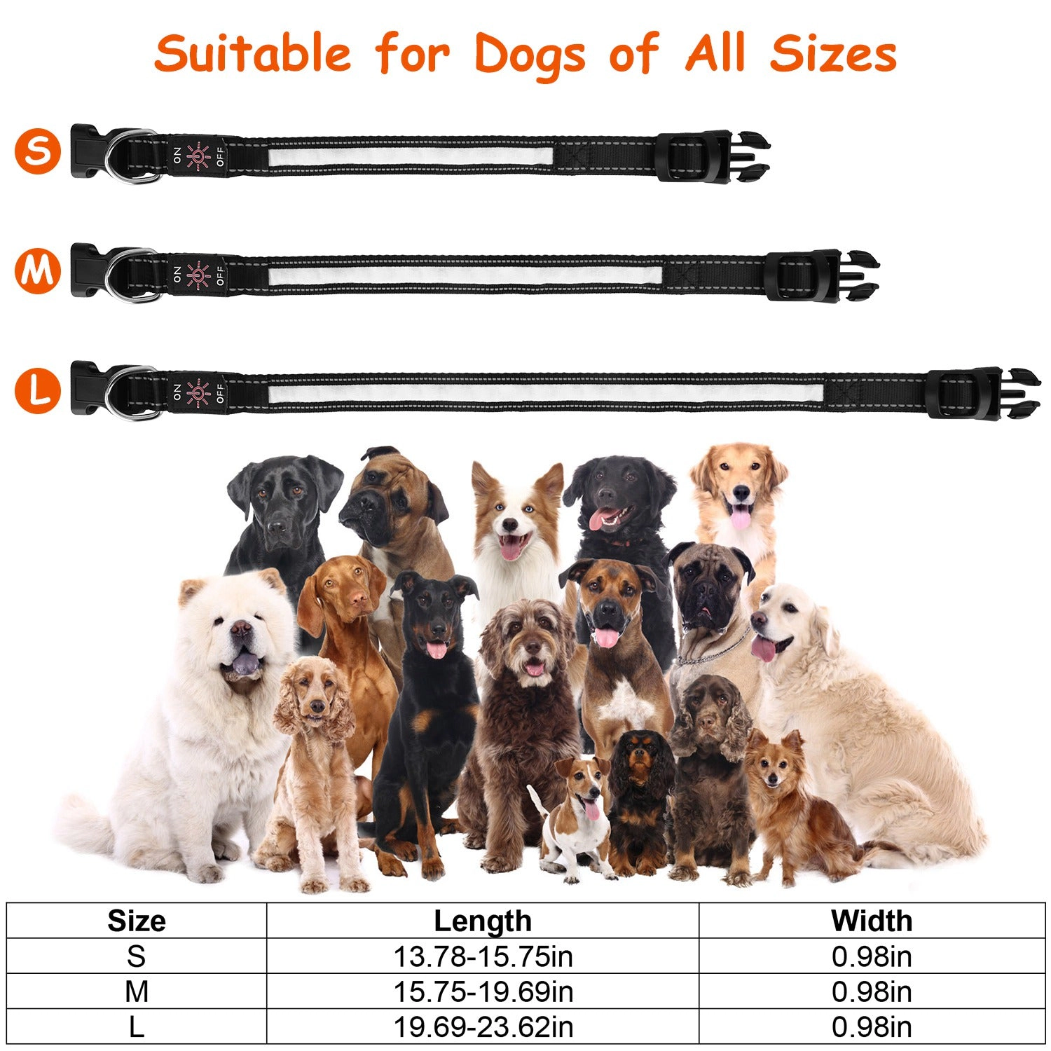 GBruno LED Rechargeable Dog Collar