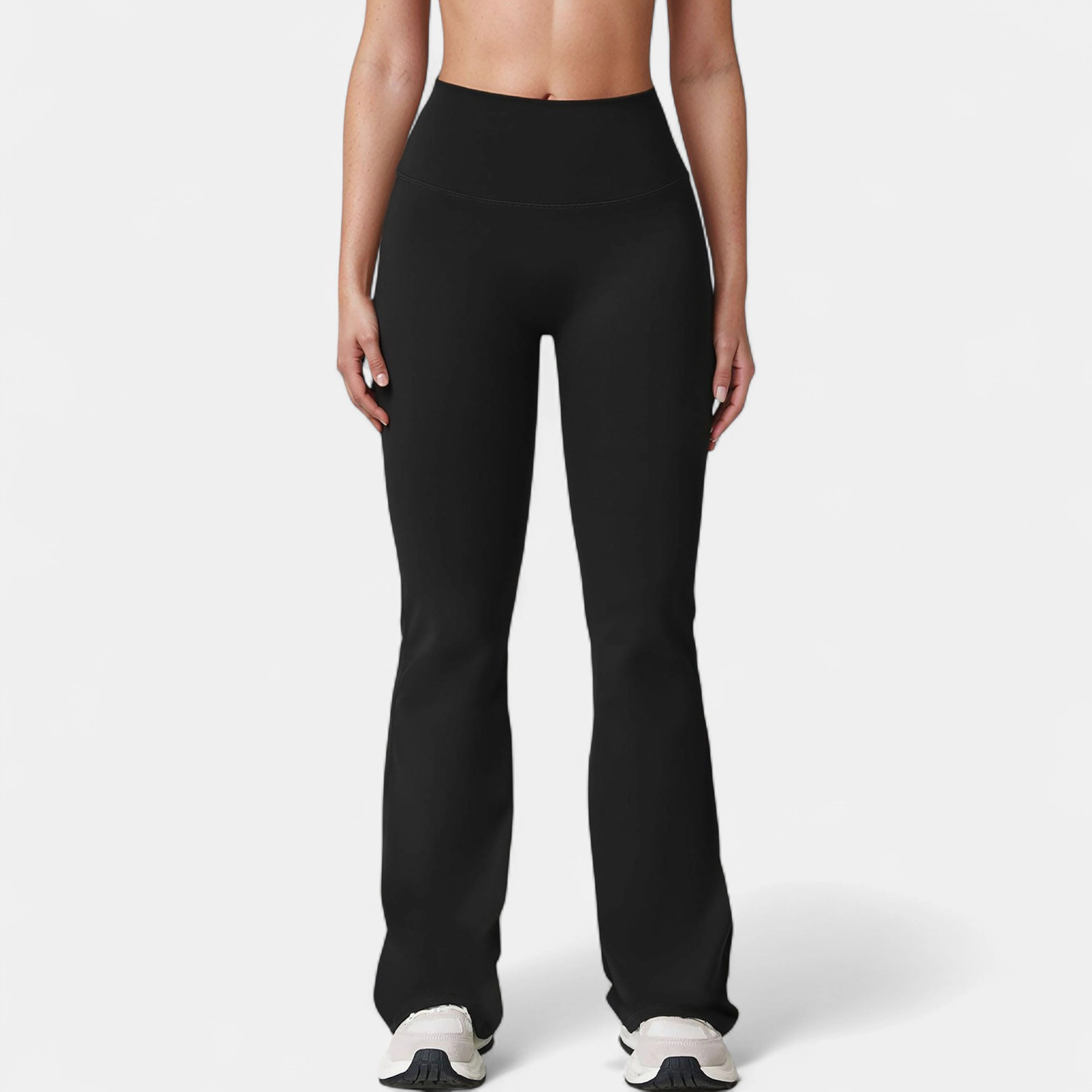 Anna-Kaci Active Women's High Waist Flared Leg Stretch Pants Smooth Fabric Seamless Waistband Lounge Bottoms