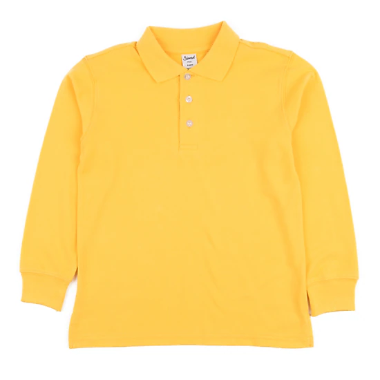 Leveret Boys Solid Long Sleeve Cotton Polo Shirt