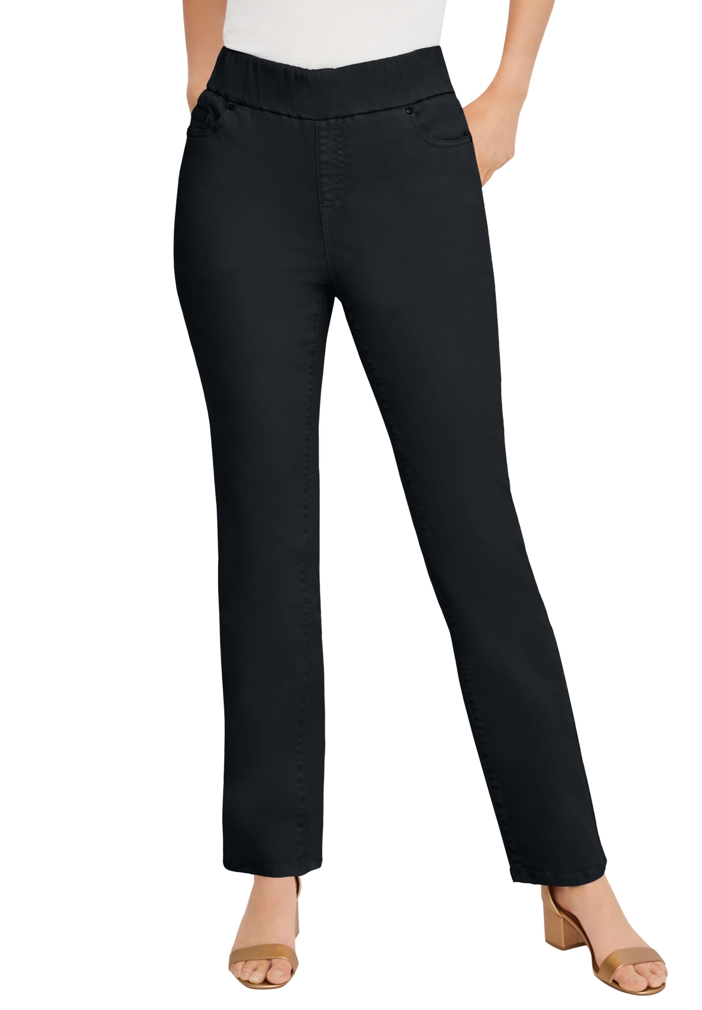 Jessica London Women's Plus Comfort Waist Stretch Denim Straight-Leg Jean