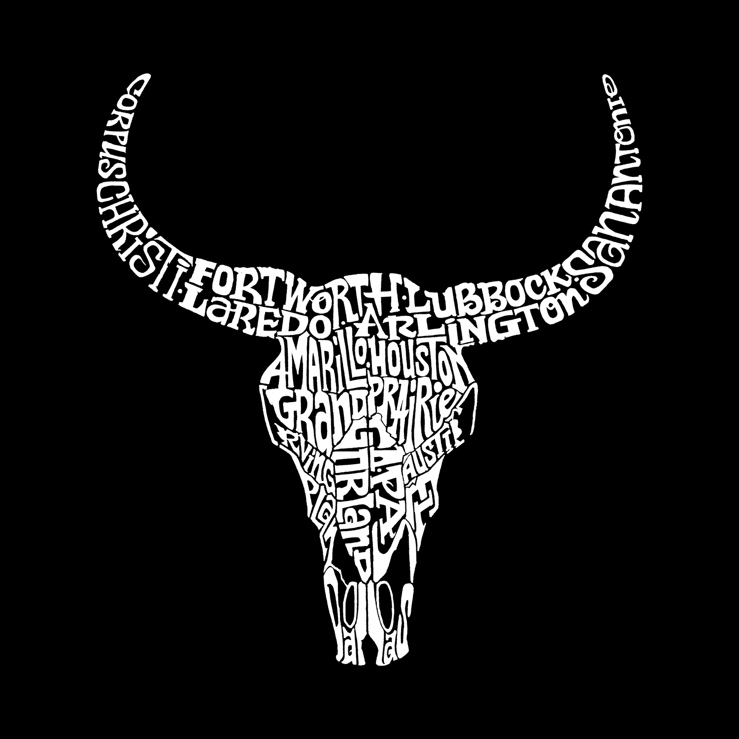 LA Pop Art Men's Word T-Shirt - Texas Skull