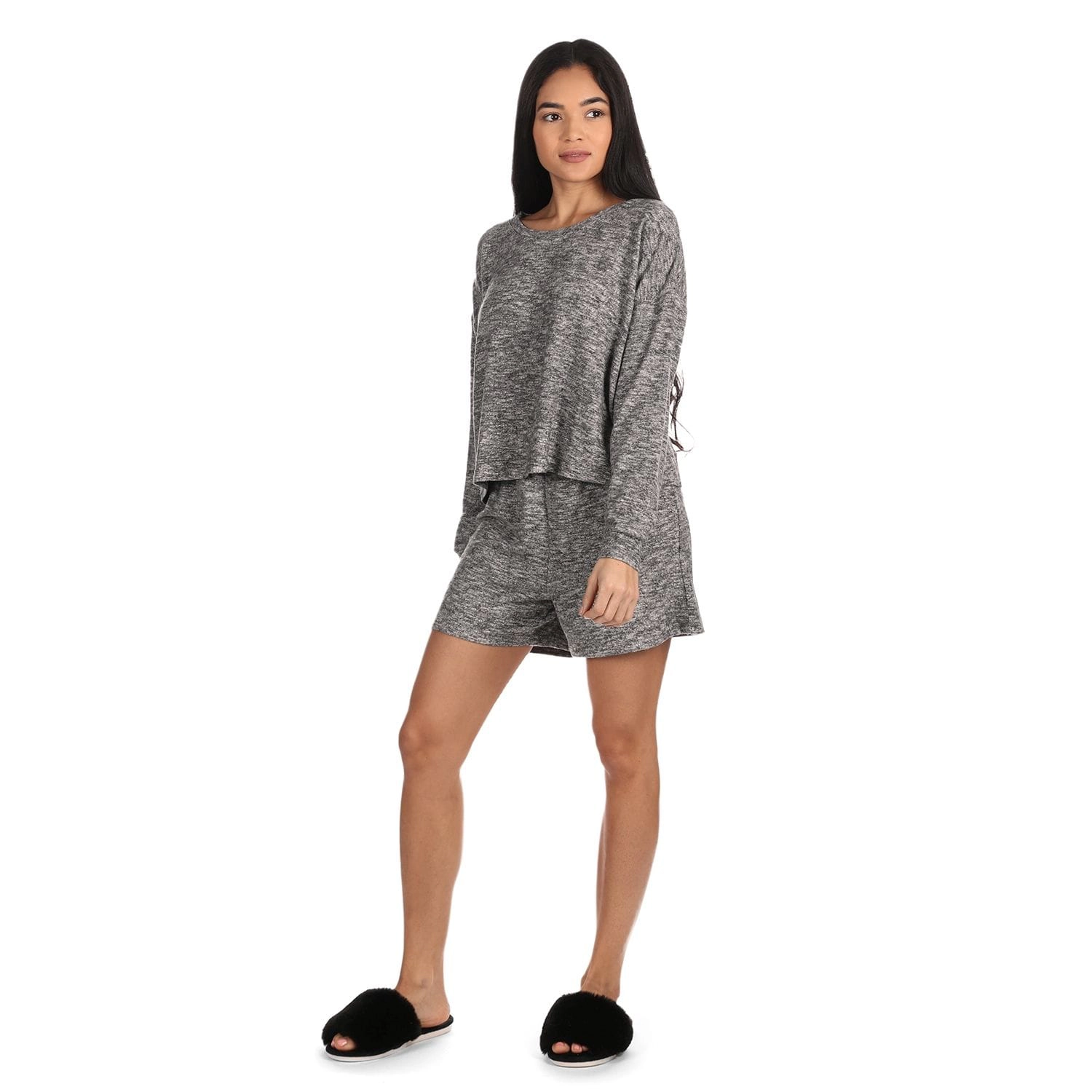 MeMoi Women's Hacci Matching Short and Long Sleeve Pajama Set