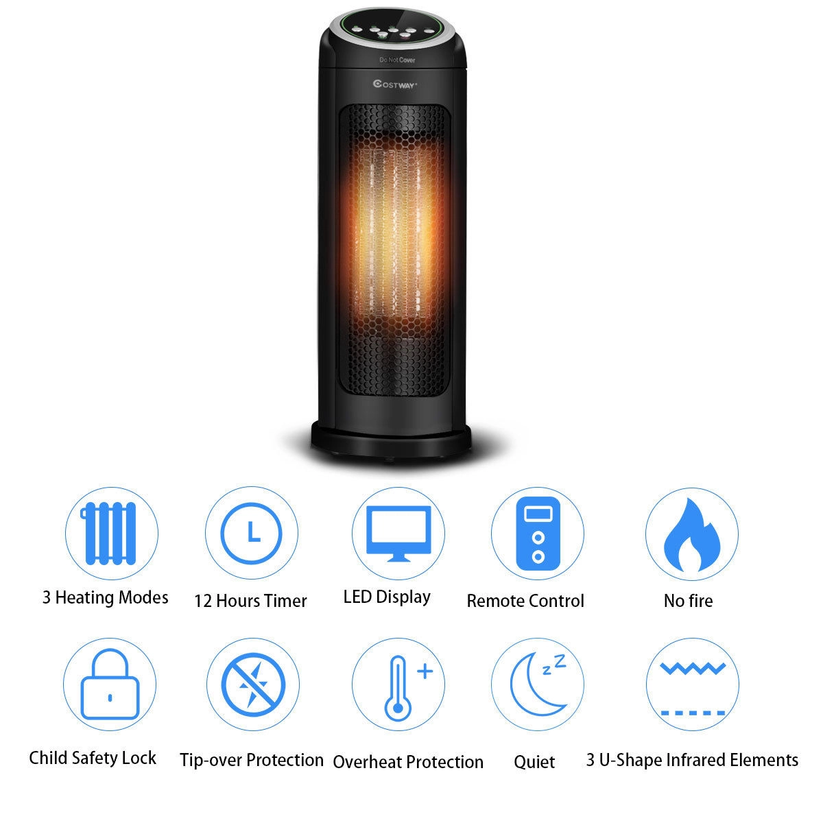 SlickBlue 1500W Ceramic Space Heater with Remote Control and Timer