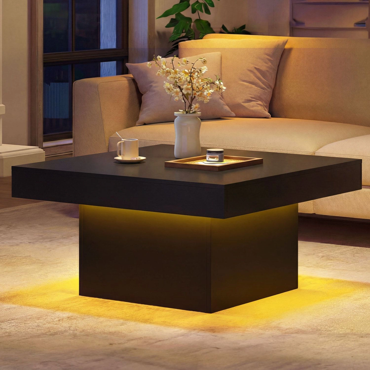 SlickBlue Coffee Table with LED Lights and RGB Dynamic Modes