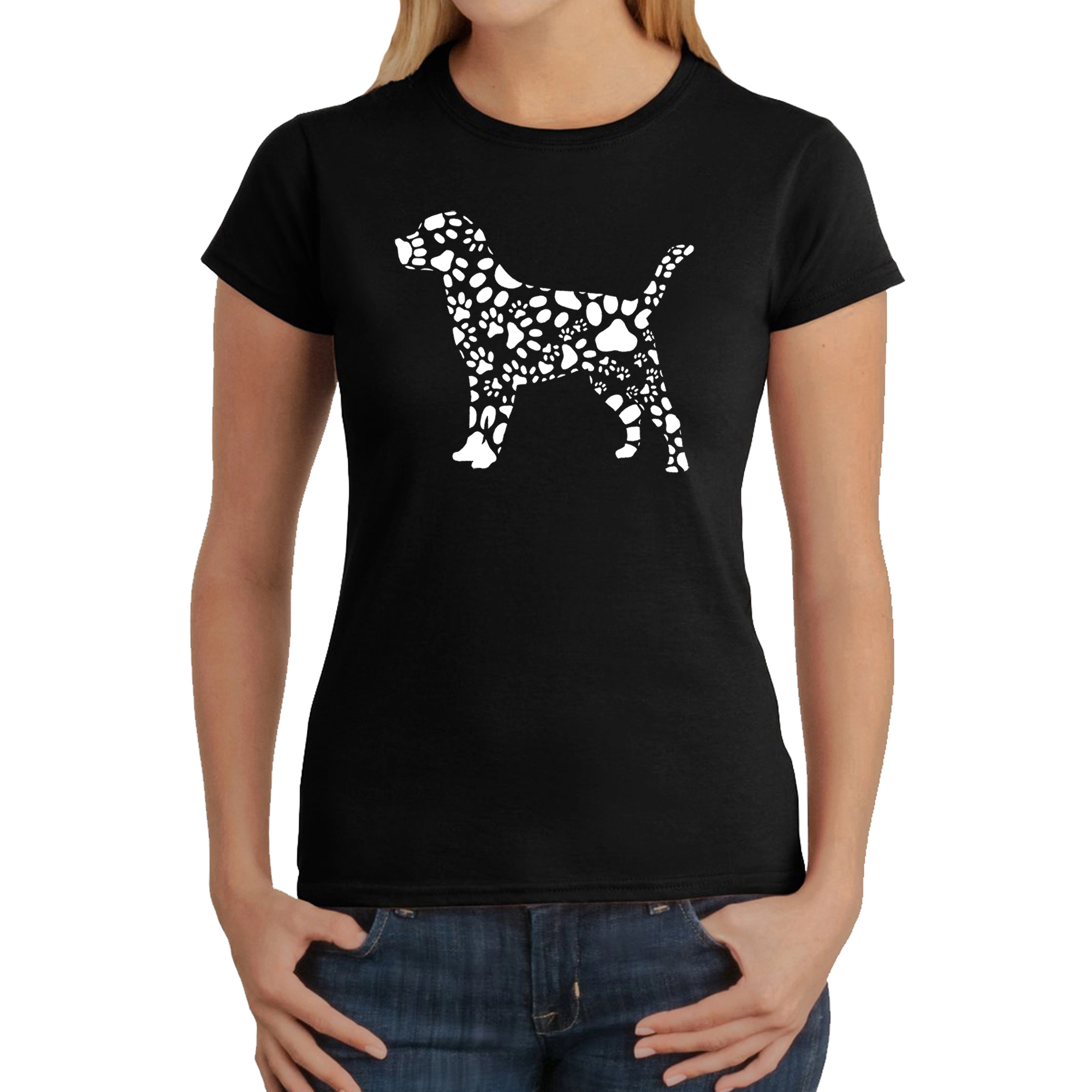 LA Pop Art Women's Word T-Shirt - Dog Paw Prints