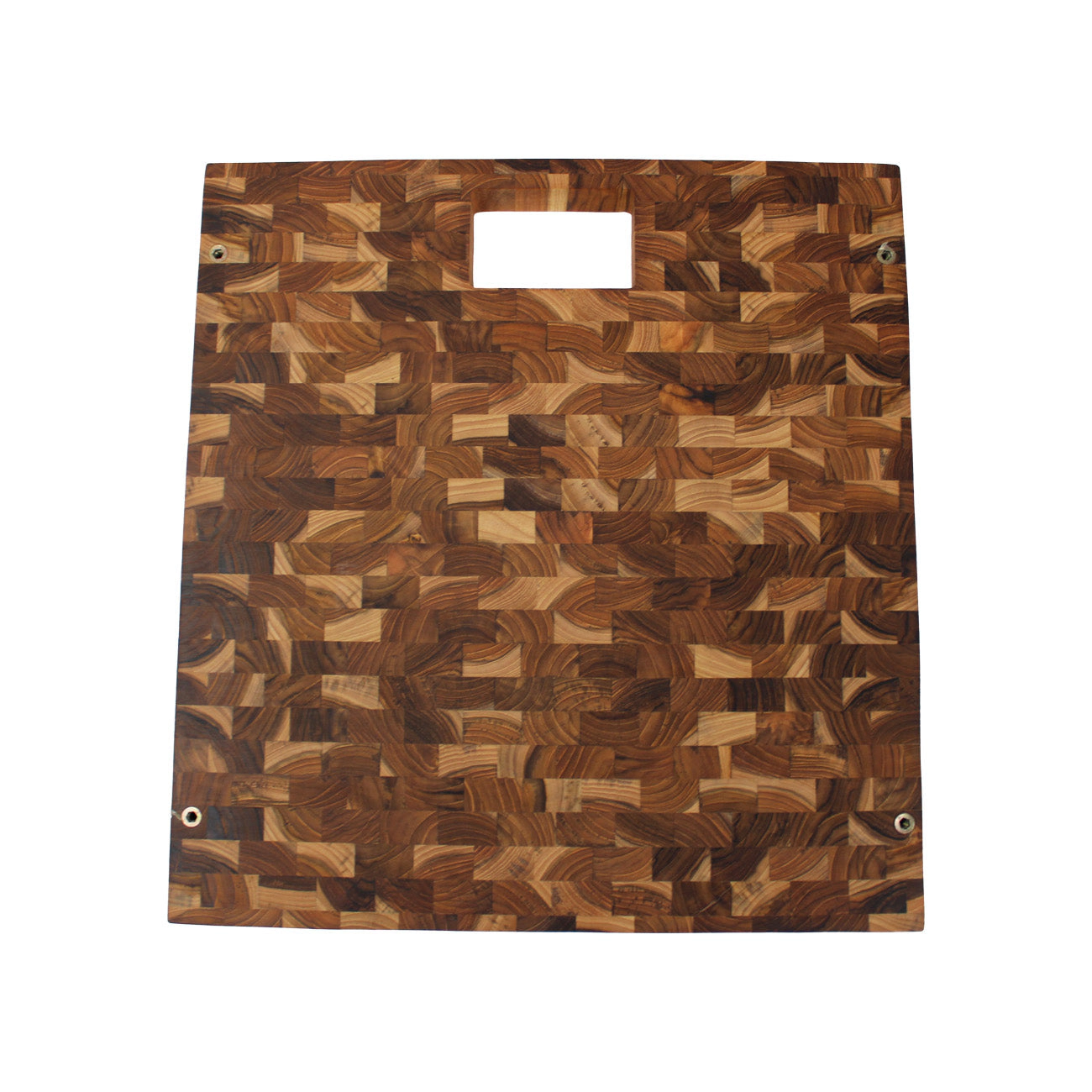 EcoDecors Teak End Grain Cutting Board 17" x 18" - Juice Groove, Waste Chute, Built-in Handles