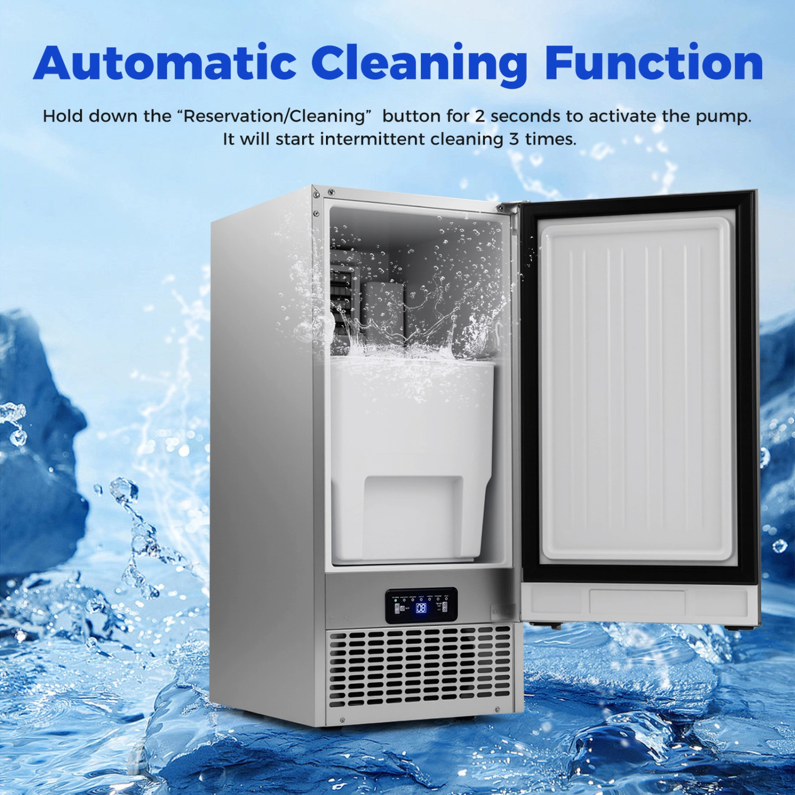SUGIFT Commercial Undercounter Ice Maker with 110-lb Daily Output 25-lb Storage and Adjustable Thickness