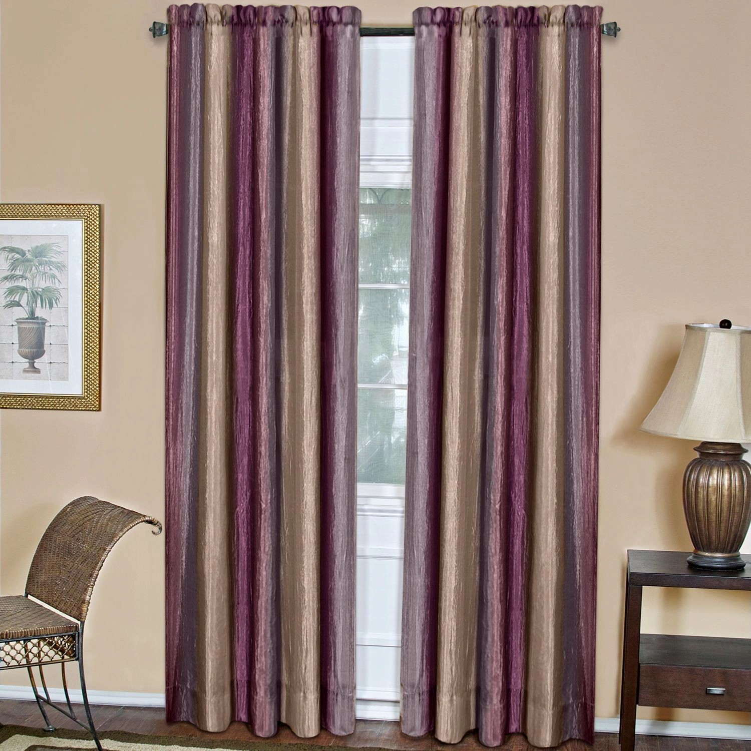GoodGram Ombre Crushed Satin Sheer Single Window Curtains & Valances
