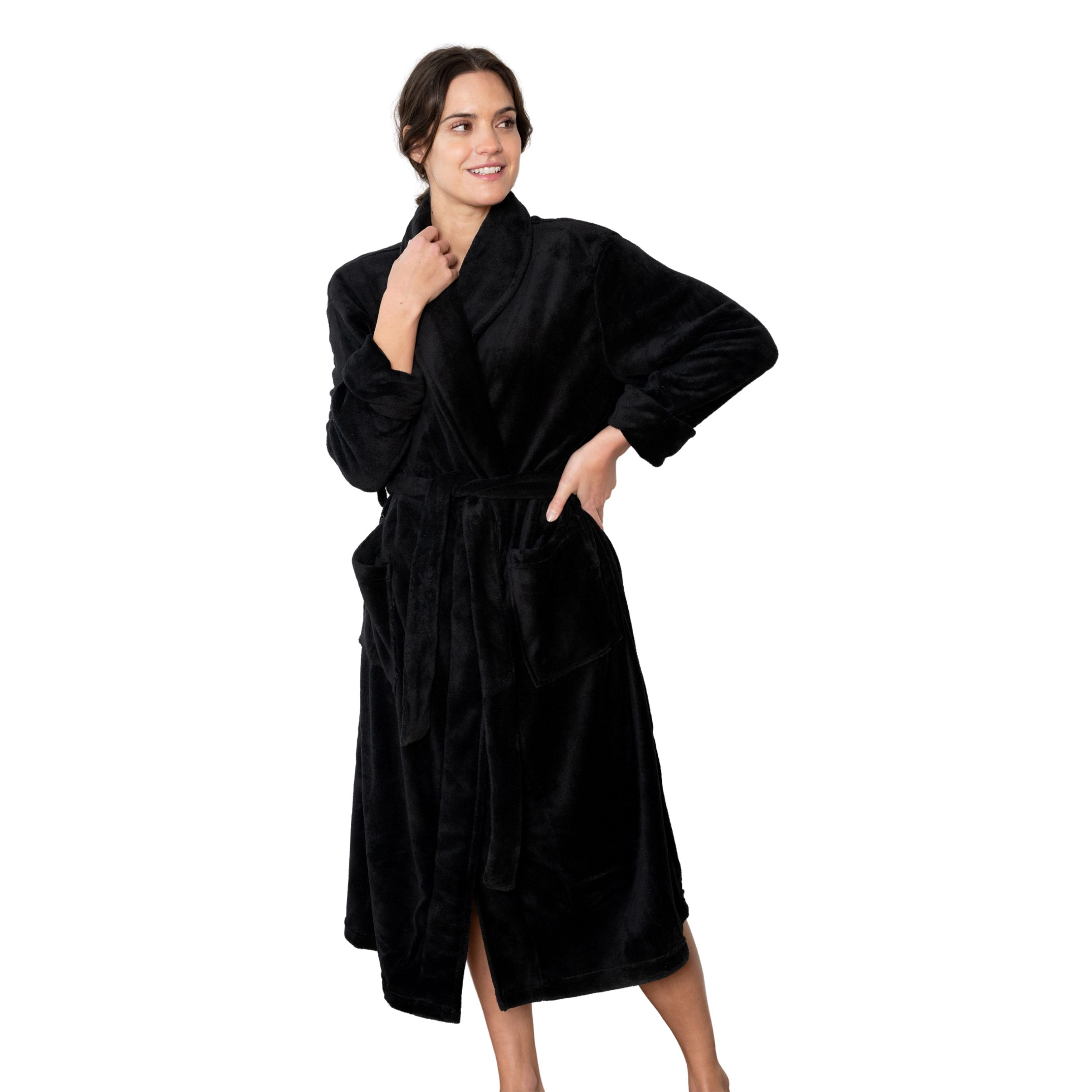Leveret Womens Solid Micro Fleece Robe