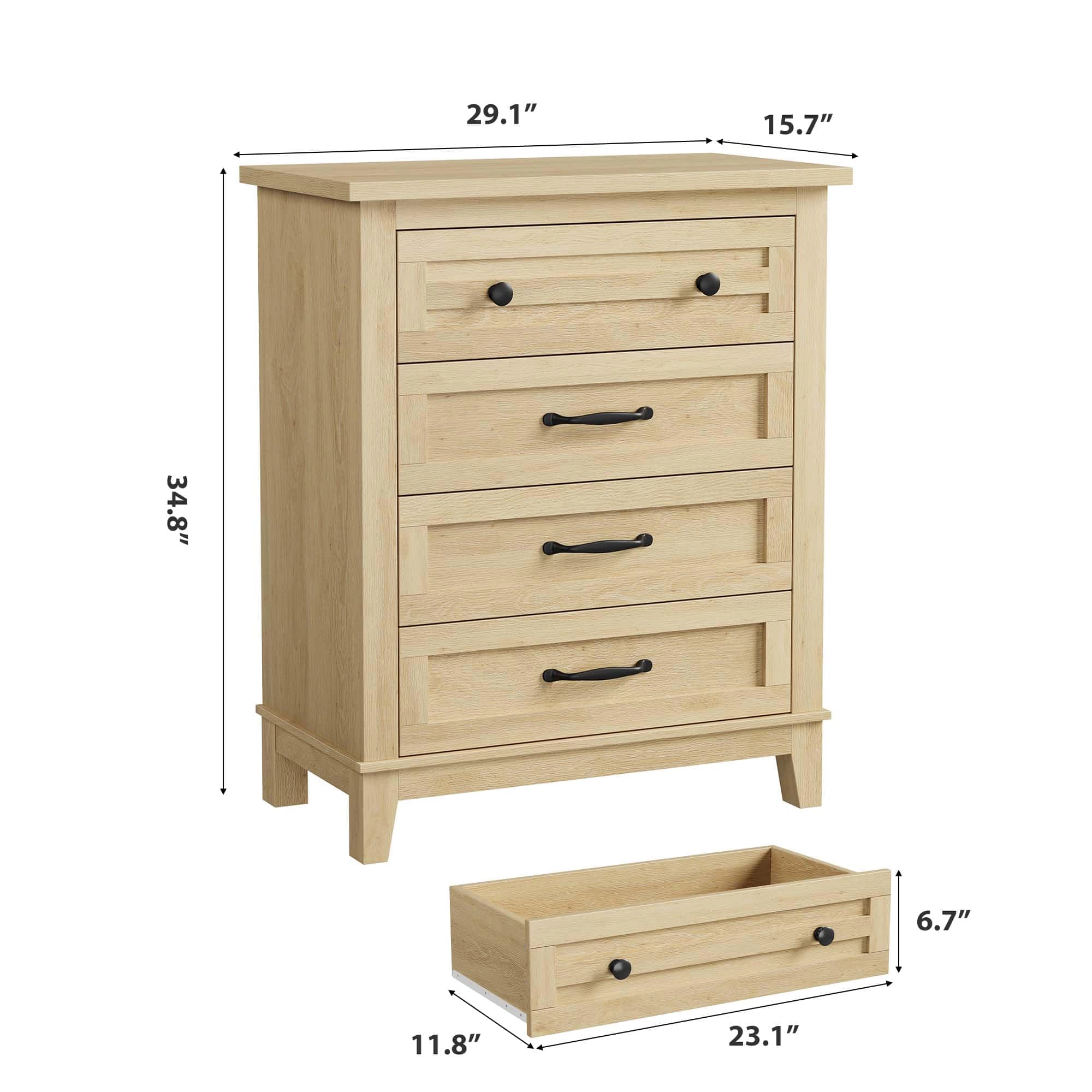 4 Drawer Dresser for Bedroom, 34.8" Tall Freestanding Wooden Chest