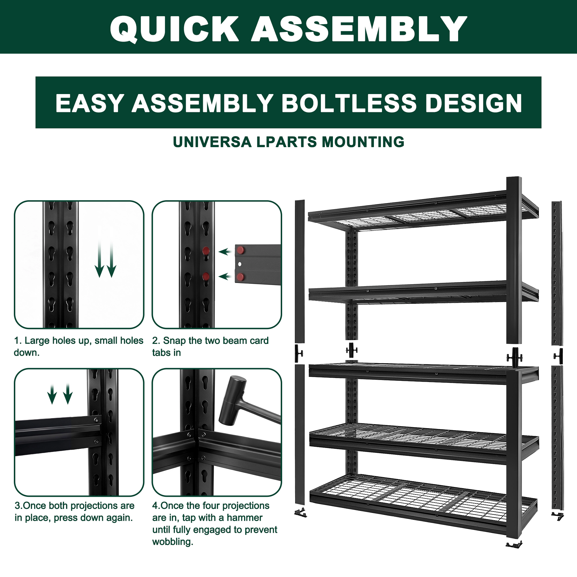 Flynama 5-Tier Heavy Duty Metal Adjustable Garage Storage Shelving Unit in Black (60 in. W x 72 in. H x 24 in. D)
