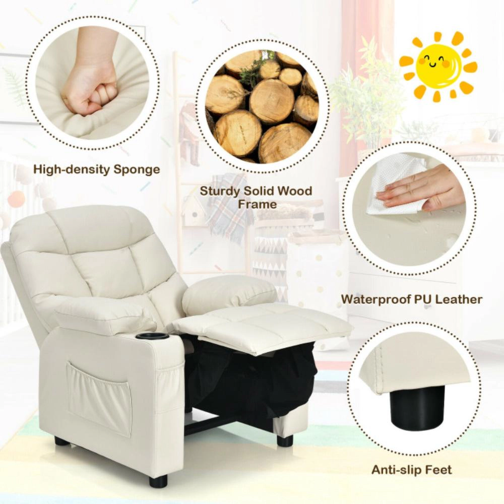 Hivvago Kids Recliner Chair With Cup Holder And Footrest For Children