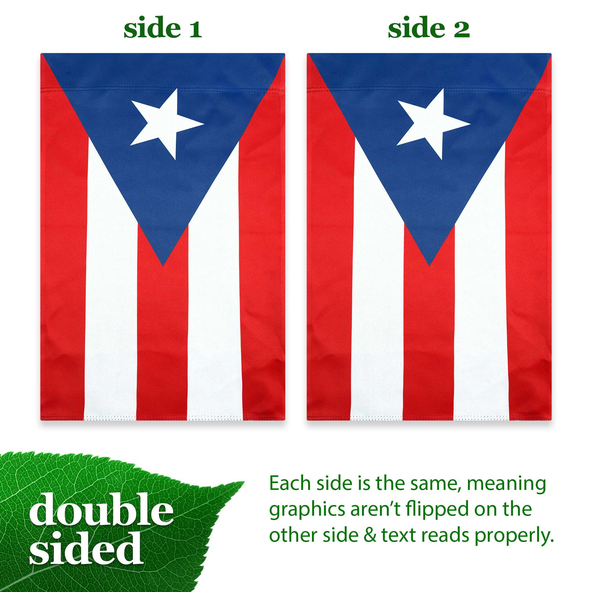 G128 Puerto Rico Garden Flag 12x18 in Double-Sided Blockout Polyester