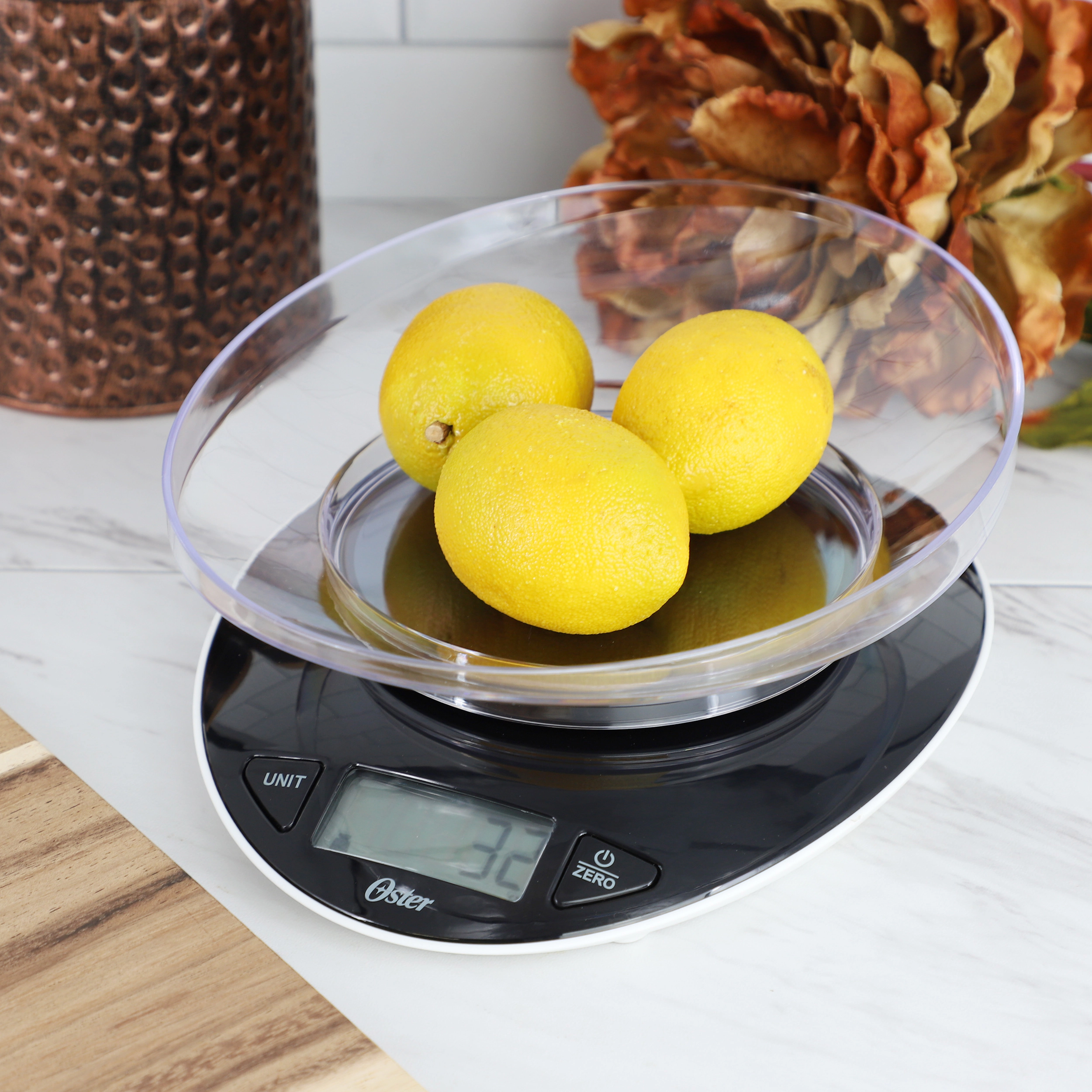 Oster Lydell 2 Piece Digital Kitchen Scale with Bowl in Black