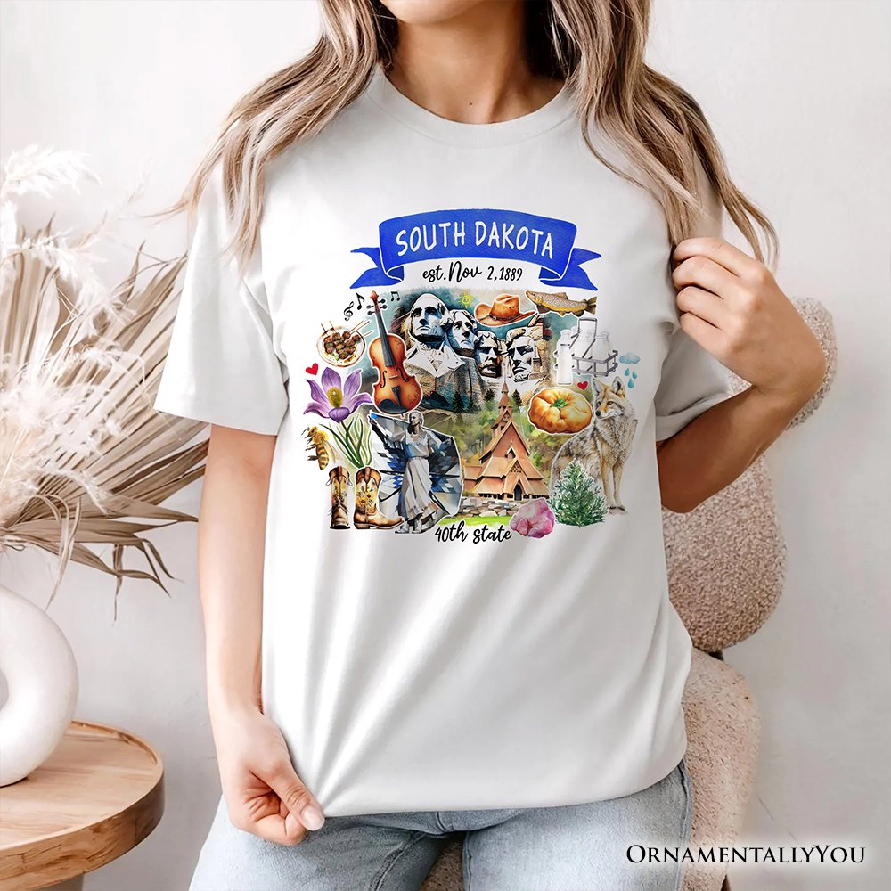 OrnamentallyYou Unisex Artistic South Dakota State Themes And Landmarks T-Shirt