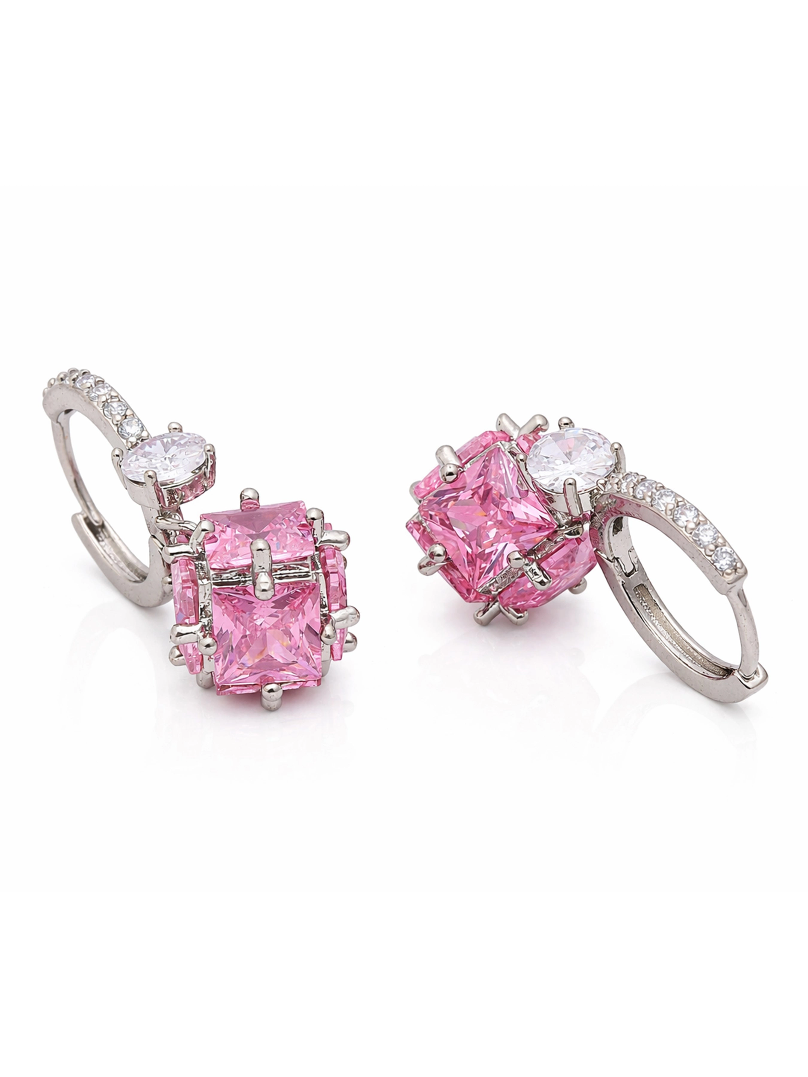 AGP PARIS Womens Crystal Orb Hoop Earrings