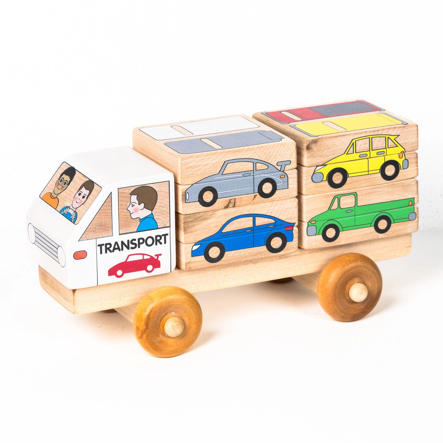 Miller Boys Vintage Toys Stackable Puzzle Truck - Wooden Car Transporter - Made in Canada
