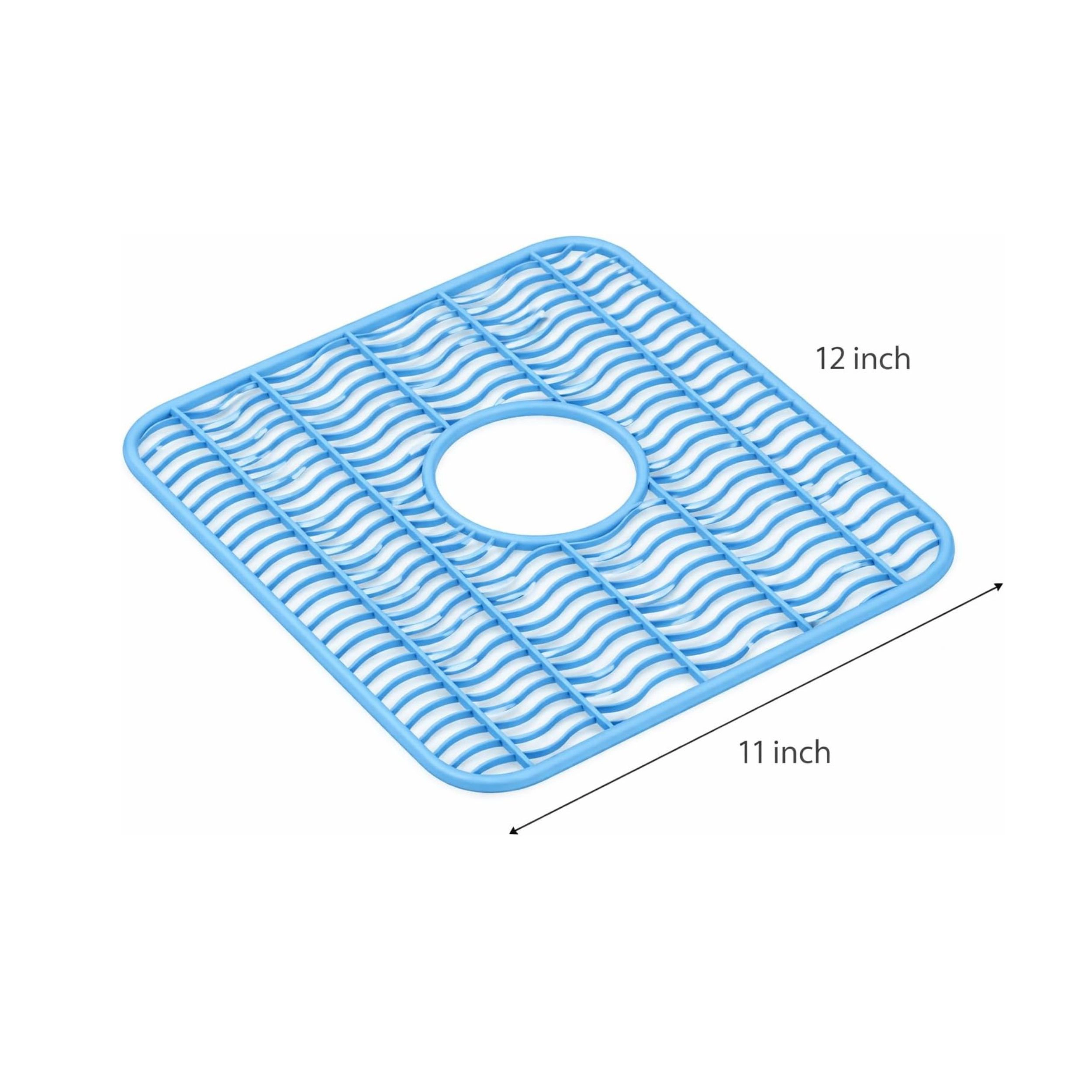 Stock Preferred Pack of 2 Plastic Sink Protector Mats with Center Drain Cutout 12 x 11 Inch