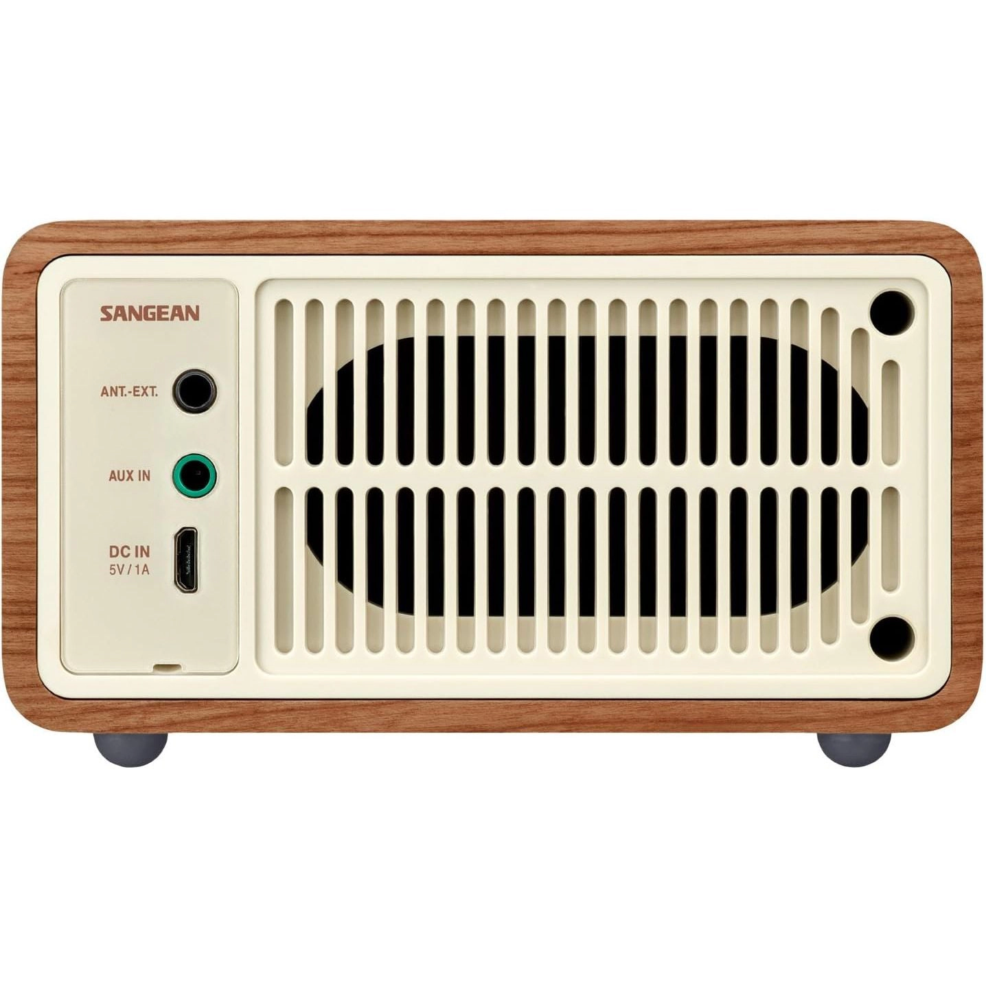 SANGEAN WR7 Dark Cherry Wood Cabinet Mini Bluetooth Speaker with FM Tuner and Aux-in