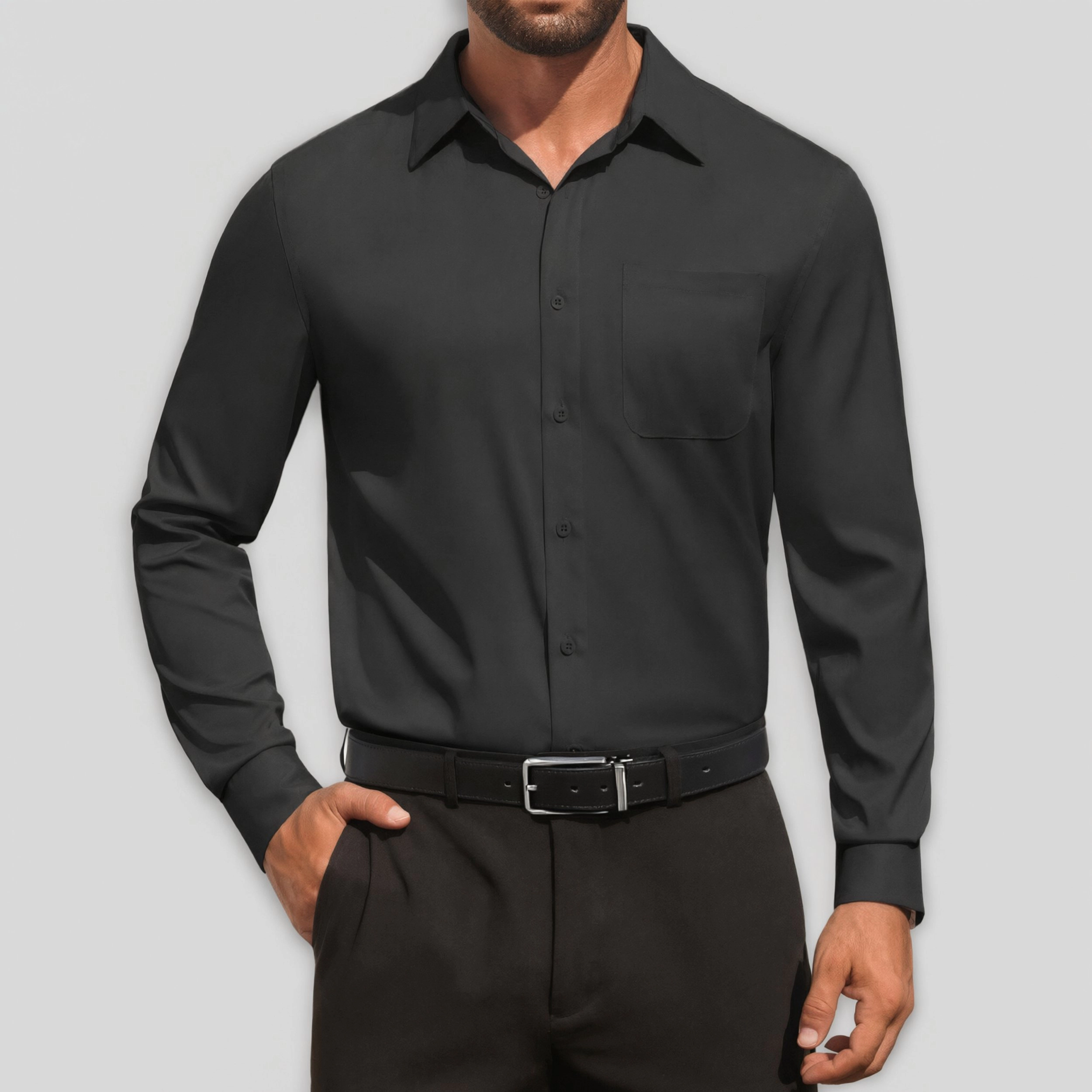 COOFANDY Men's Regular Fit Long Sleeve Collar Neck Dress Shirt