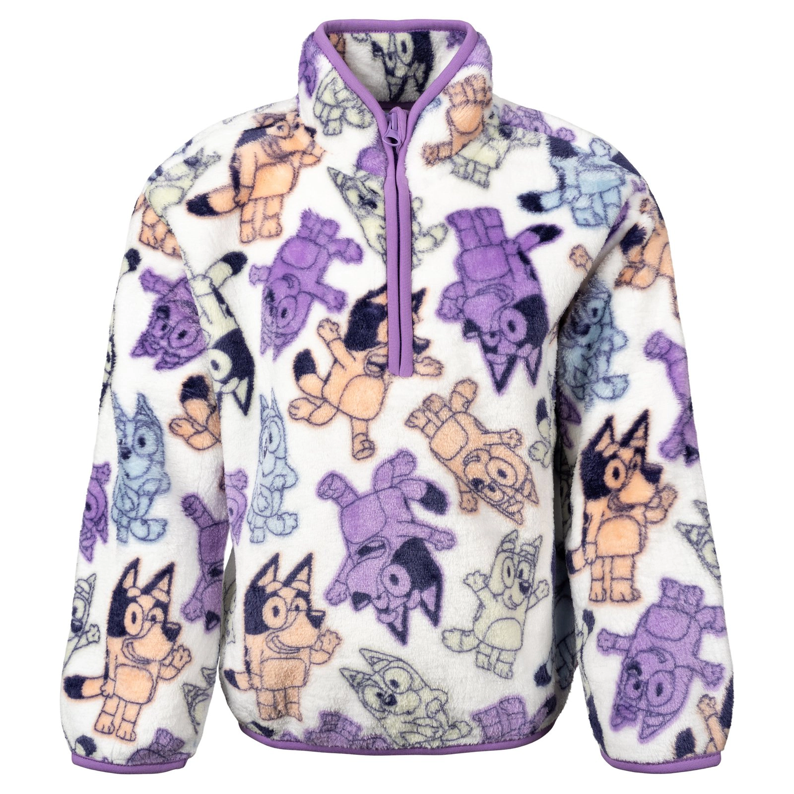 Bluey Girls' Plush Fleece Half-Zip Sweatshirt