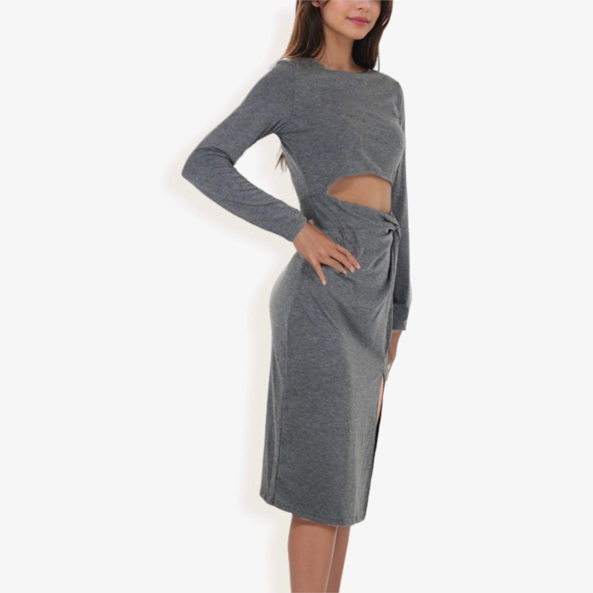 Anna-Kaci Women's Cut-Out Bodycon Midi Dress