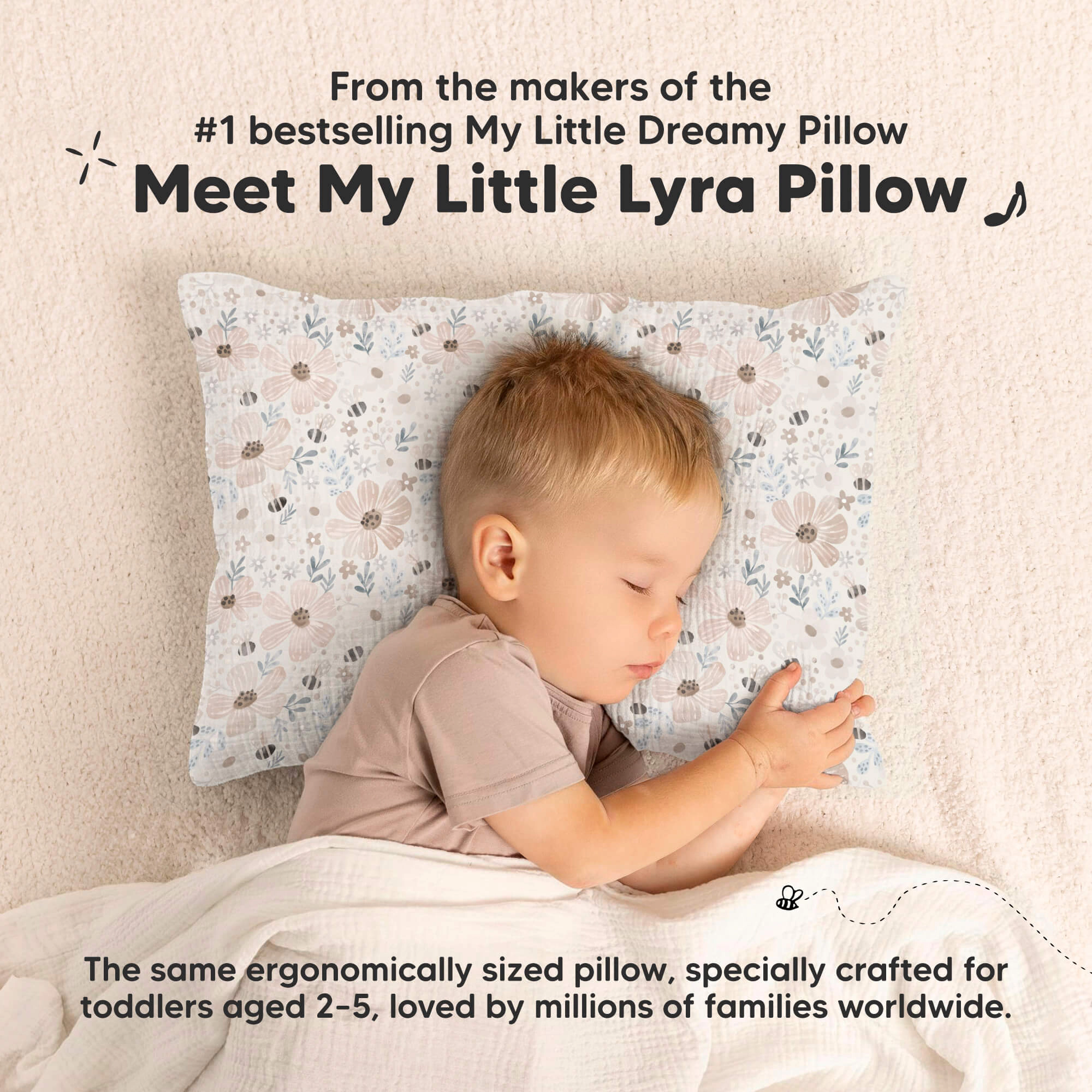 KeaBabies My Little Lyra Toddler Pillow with Muslin Pillowcase