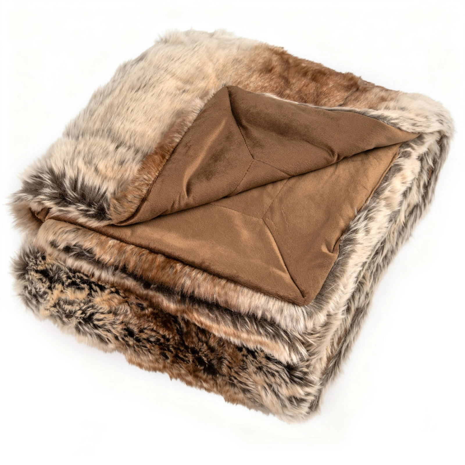 SUGIFT Twin Size 760GSM Faux Raccoon Fur Micro-Mink Fleece Plush Throw Blanket 60-in x 80-in 7.5-lb Net Weight Coffee