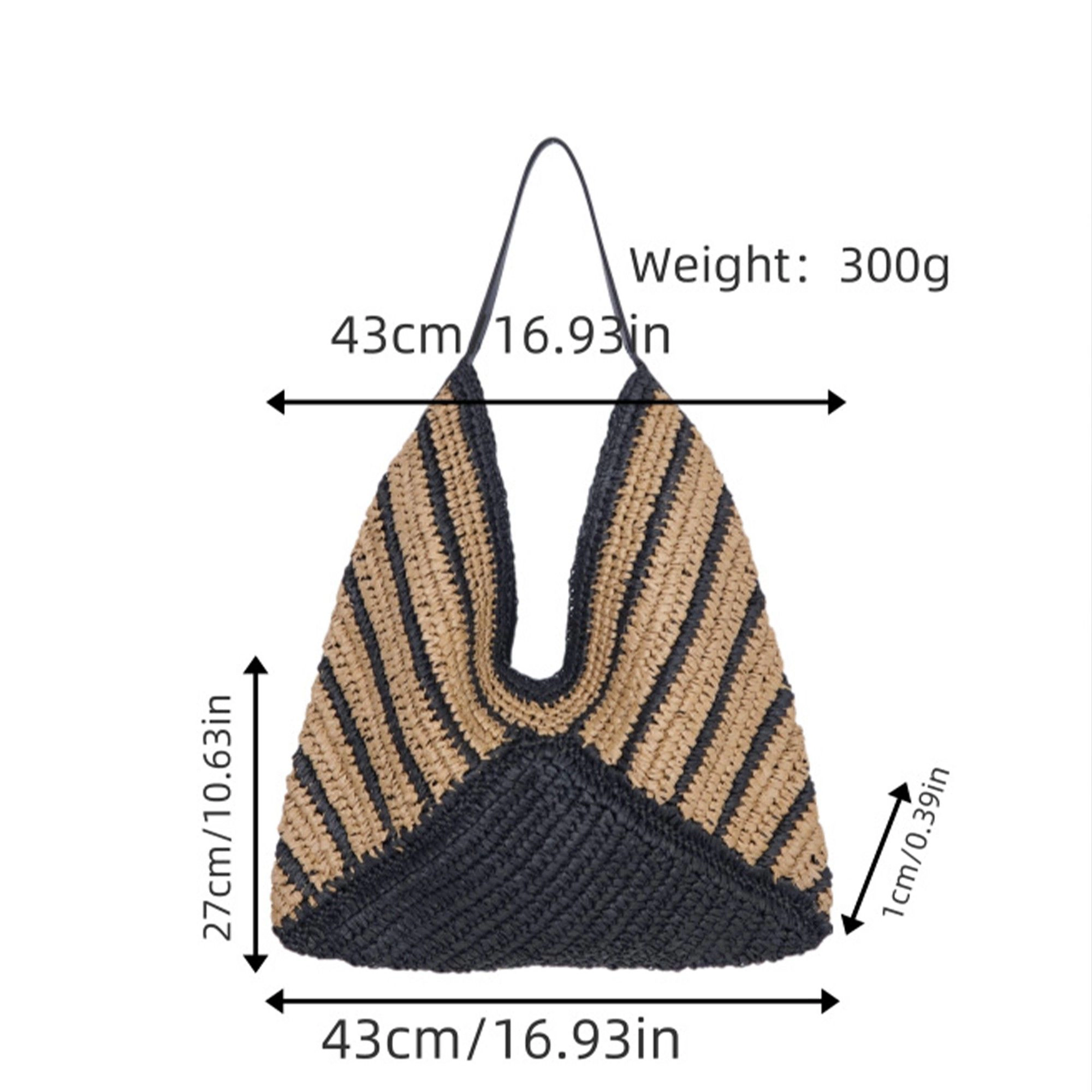 Alilang Women's Woven Crochet Hobo Bag with Striped Pattern Slouchy Shoulder Handbag Lightweight Knit Tote