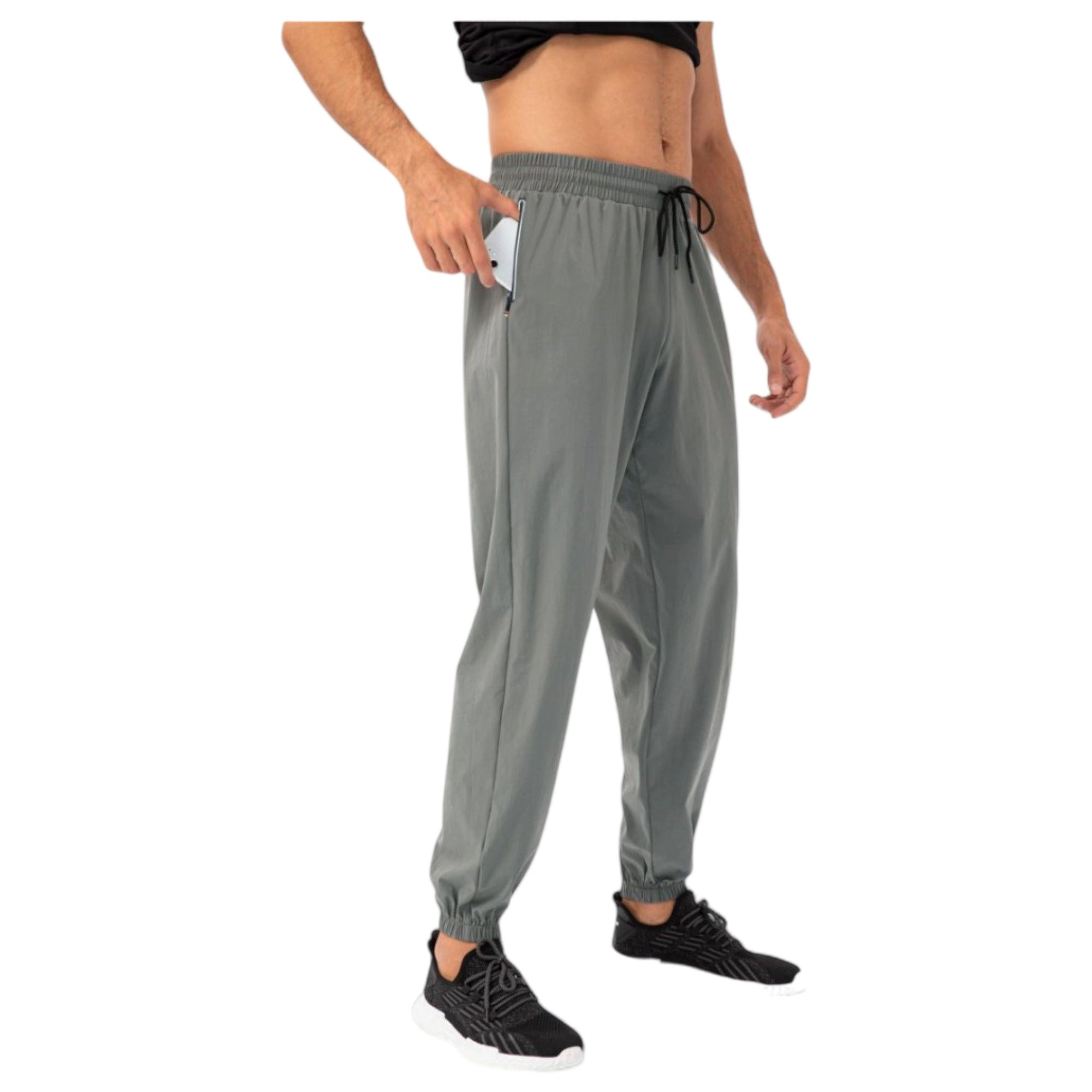 Anna-Kaci Men's Athletic Drawstring Pants with Zipper Pockets and Elastic Waistband