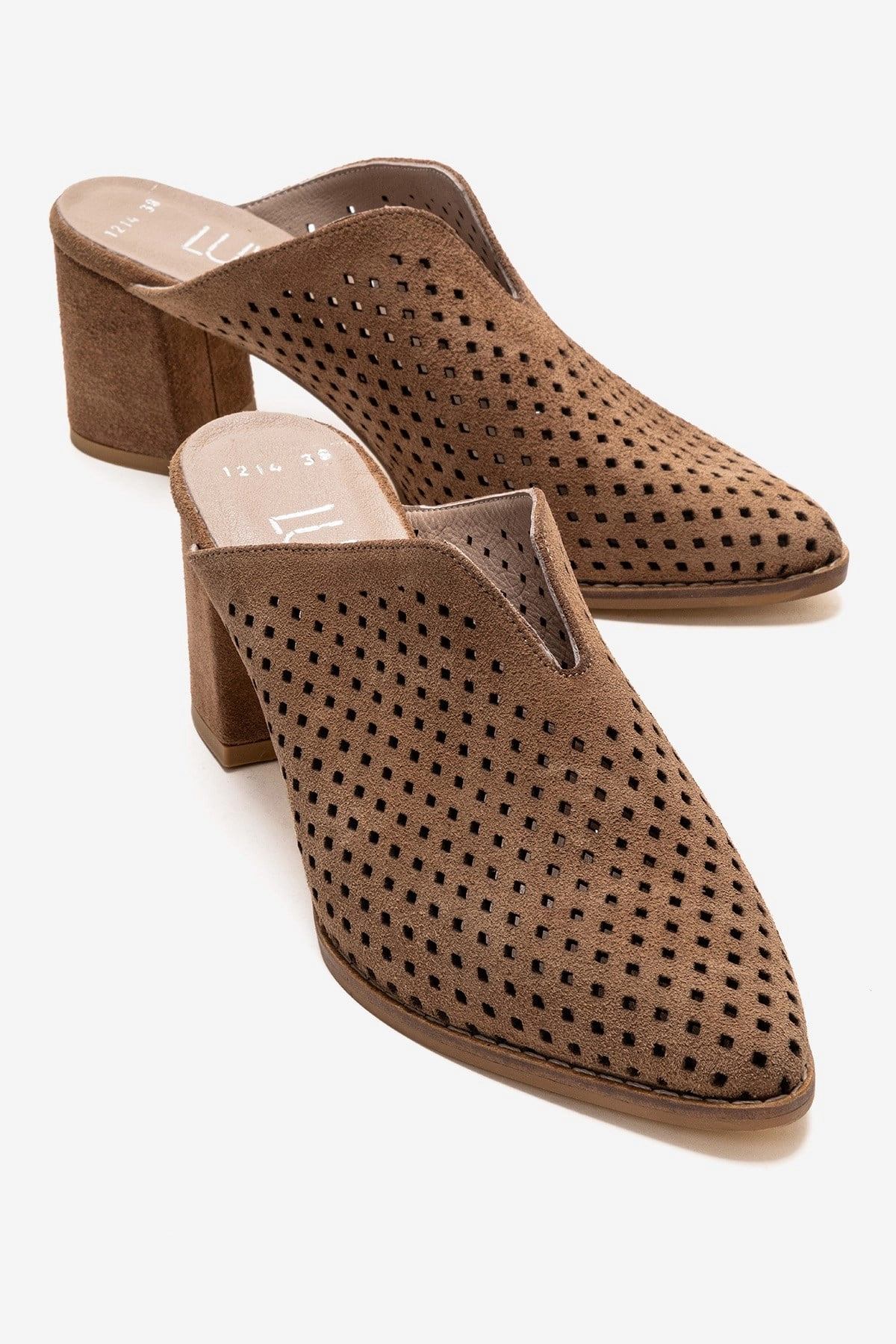 Forever & Always Womens Toen Leather Block Heel Mules