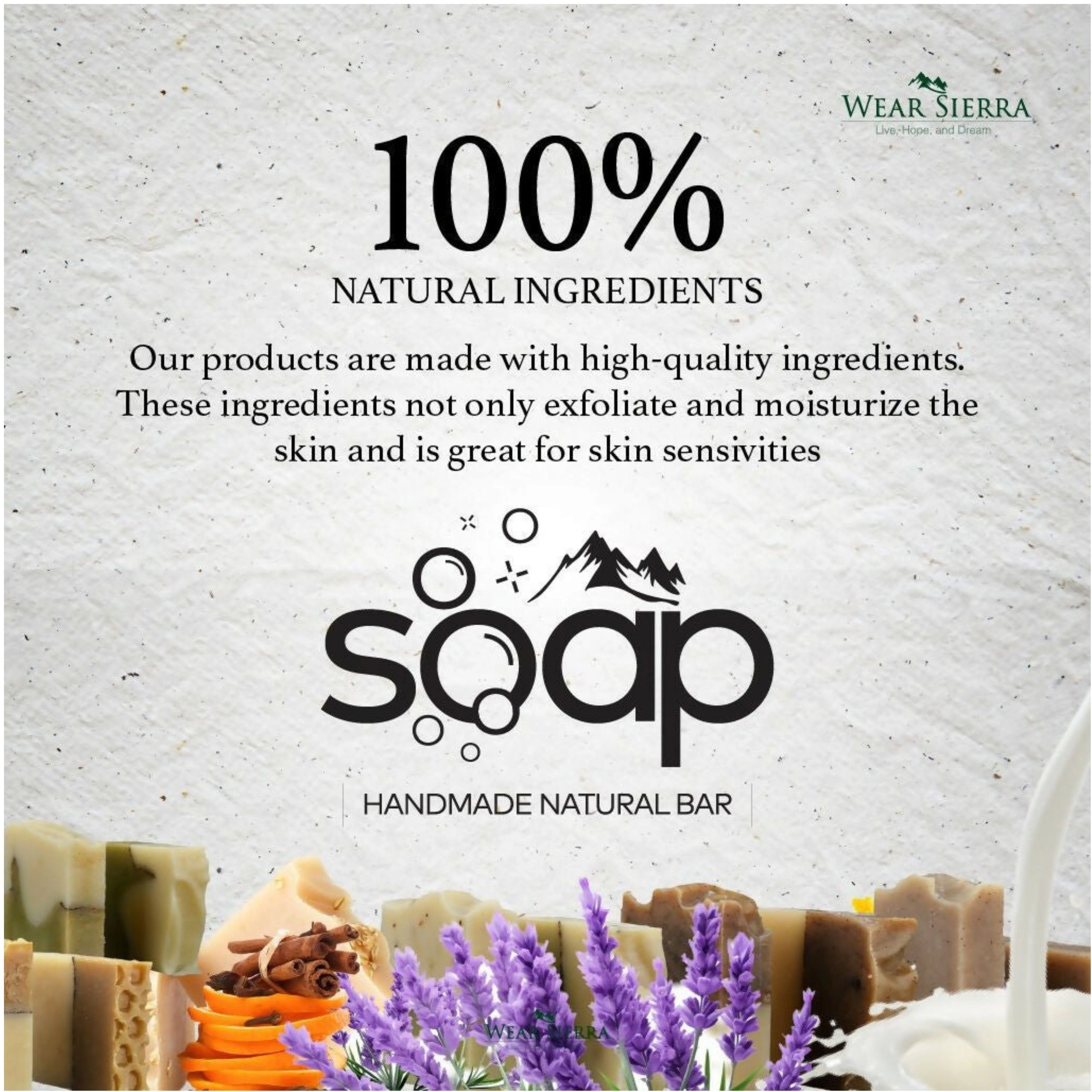 Wear Sierra Handmade Natural Anti-Acne Tea Tree Bar Soap Pack Of