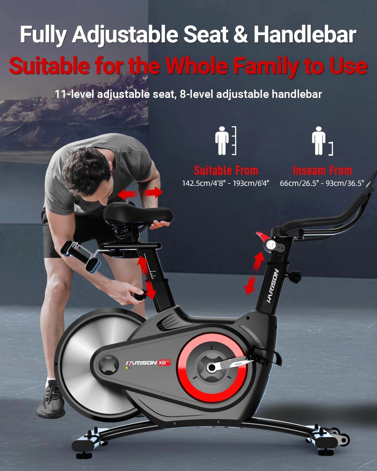HARISON Magnetic Exercise Bike, 400 LB, Quiet Indoor Cycling Bike with Bluetooth, Adjustable Seat & Tablet Holder