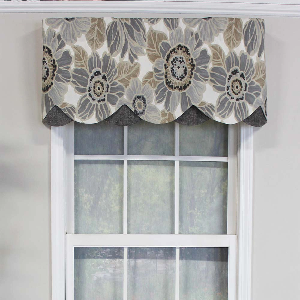 RLF Home Verona Petticoat Modern Premium Design Printed Valance 3" Rod Pocket 50" x 15" Sand/Gray