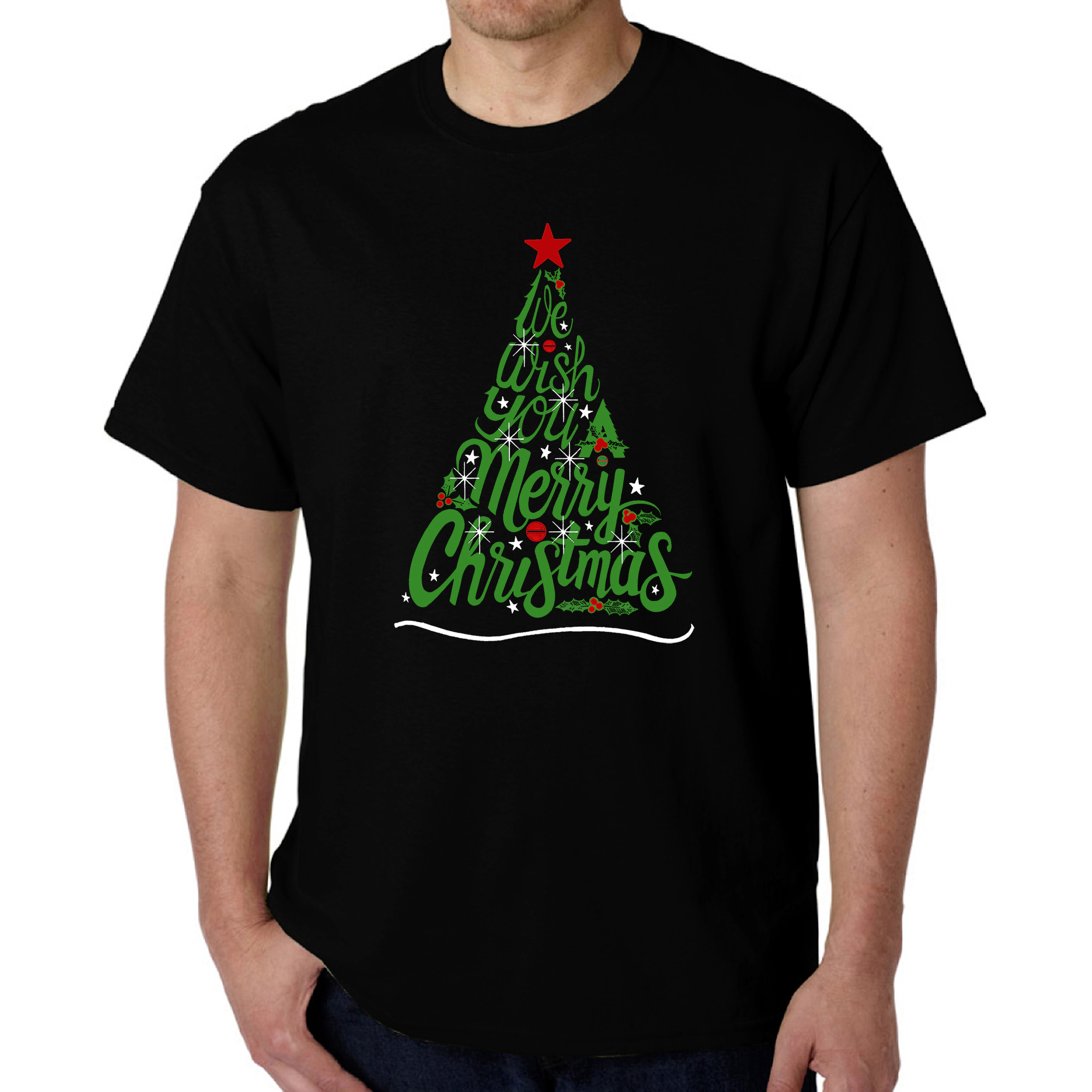 LA Pop Art Men's Word T-Shirt - "We Wish You A Merry Christmas"
