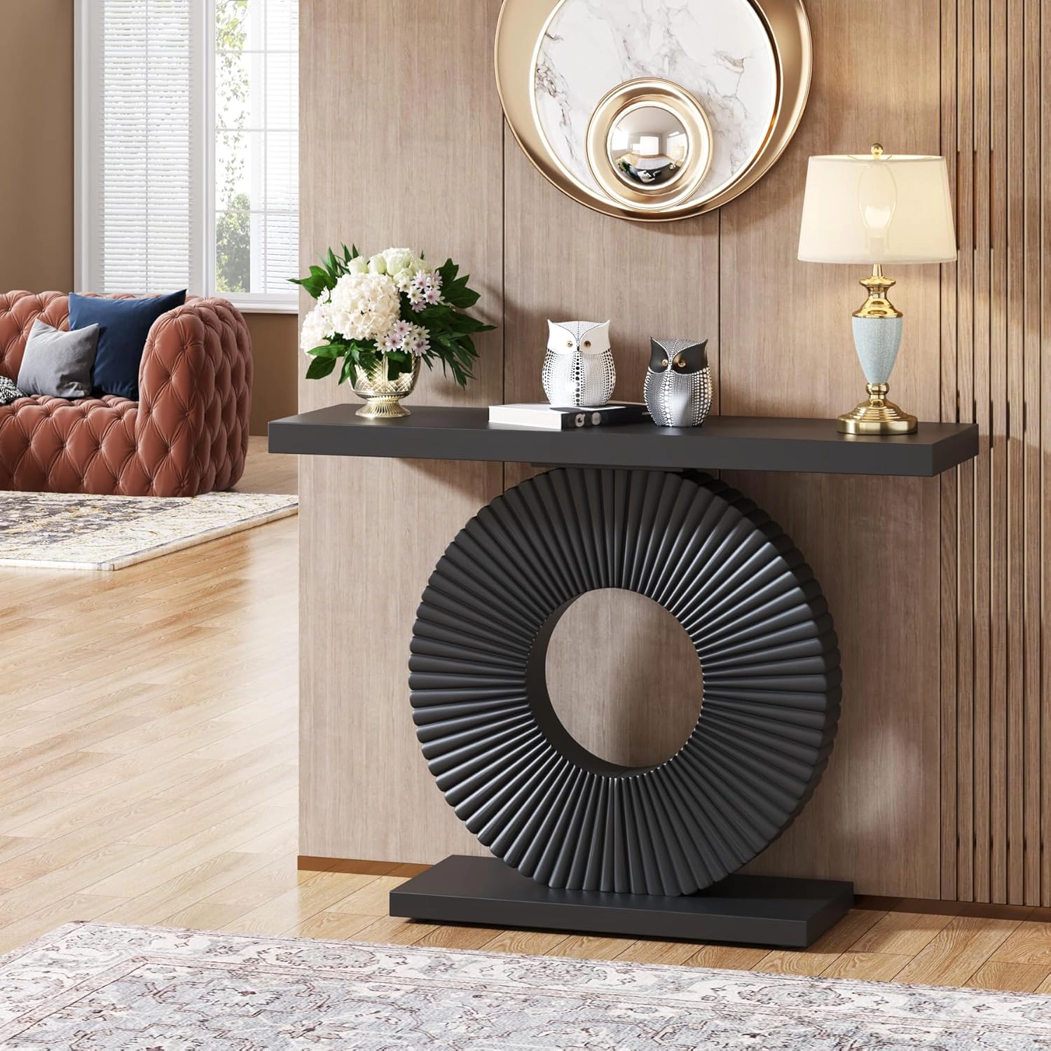 Tribesigns Modern Console Table 40" Wood Sofa with Geometric Base