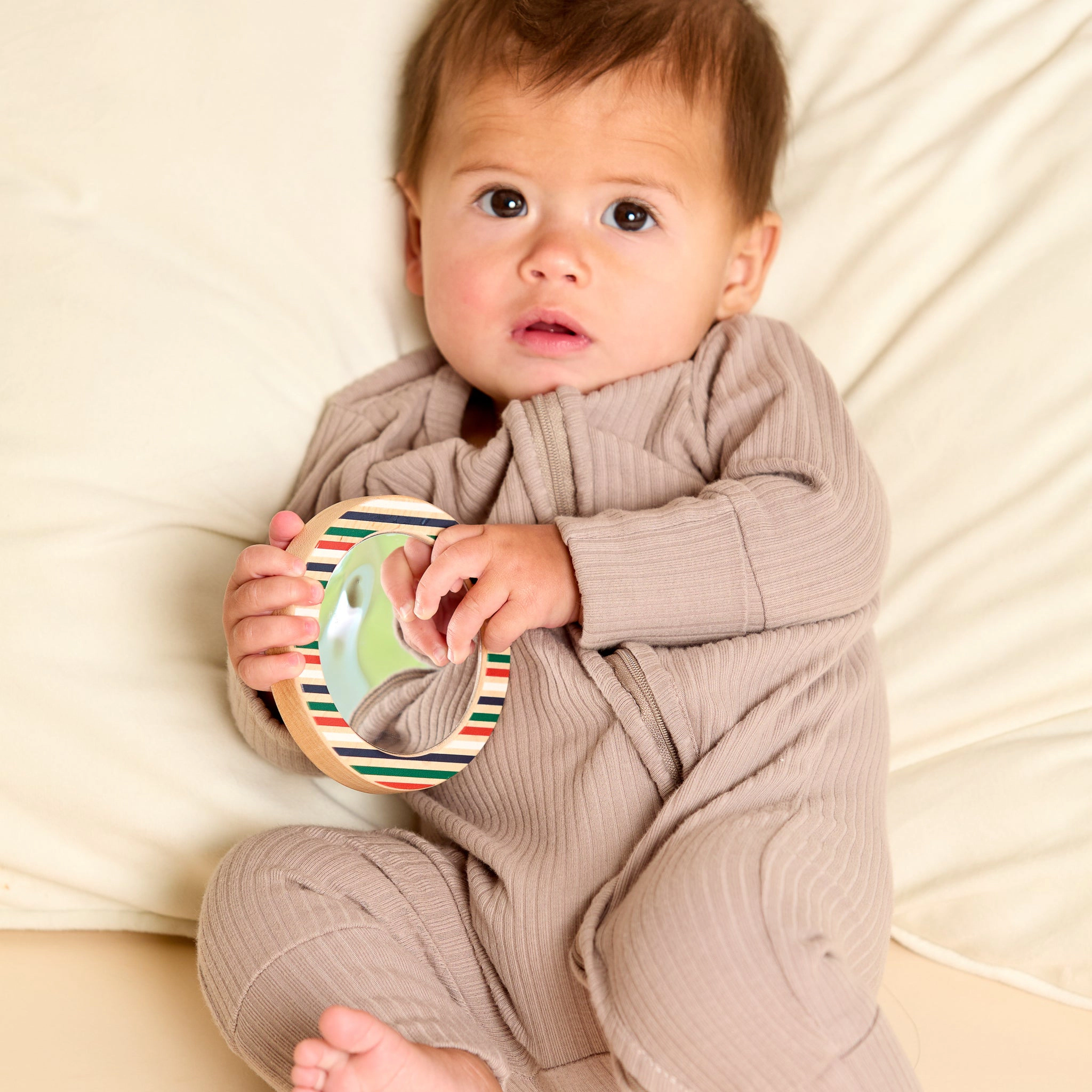 Maple Bunny Single-Piece Rattle and Matching Discovery Mirror