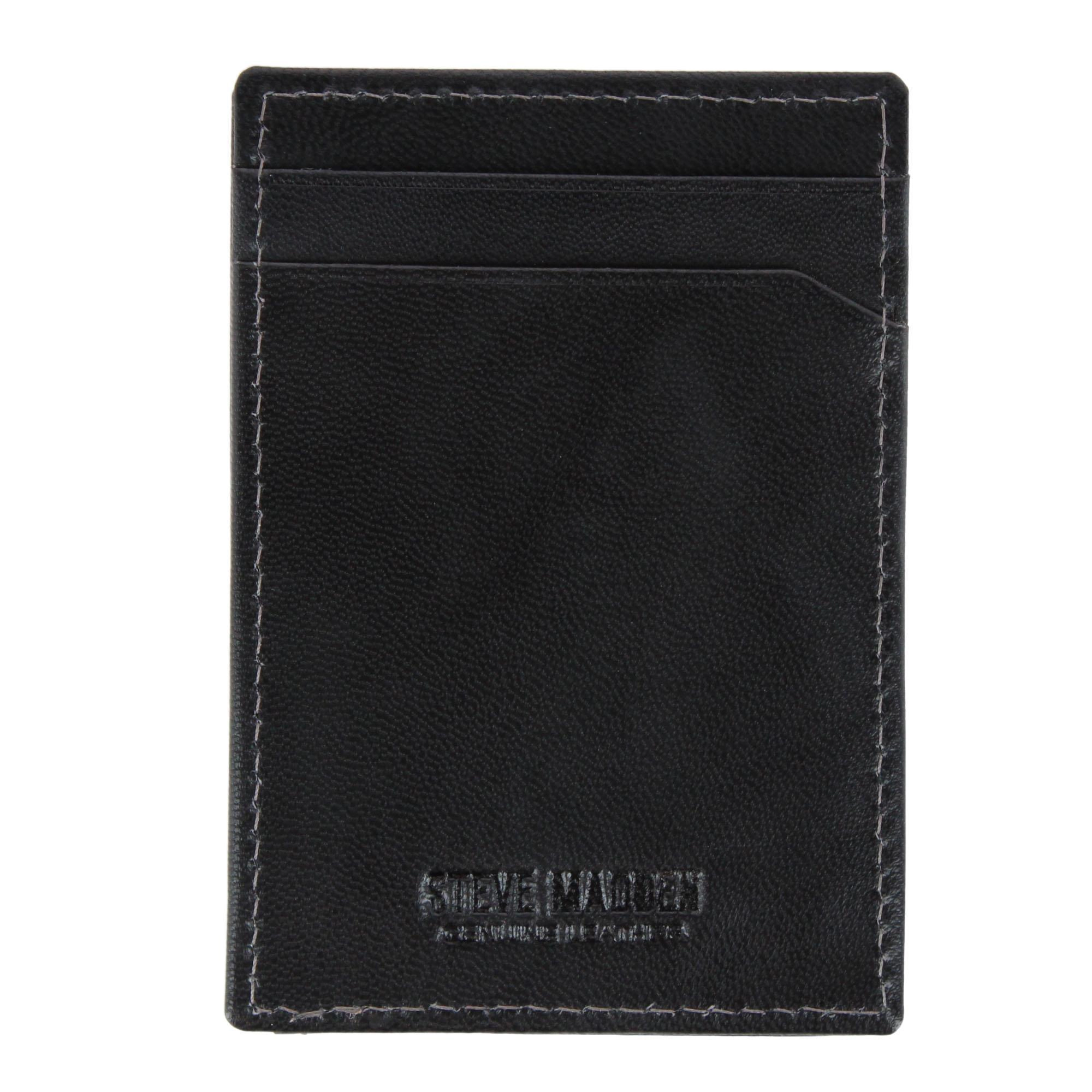 Steve Madden Men's Antiqued Leather RFID Money Clip Wallet